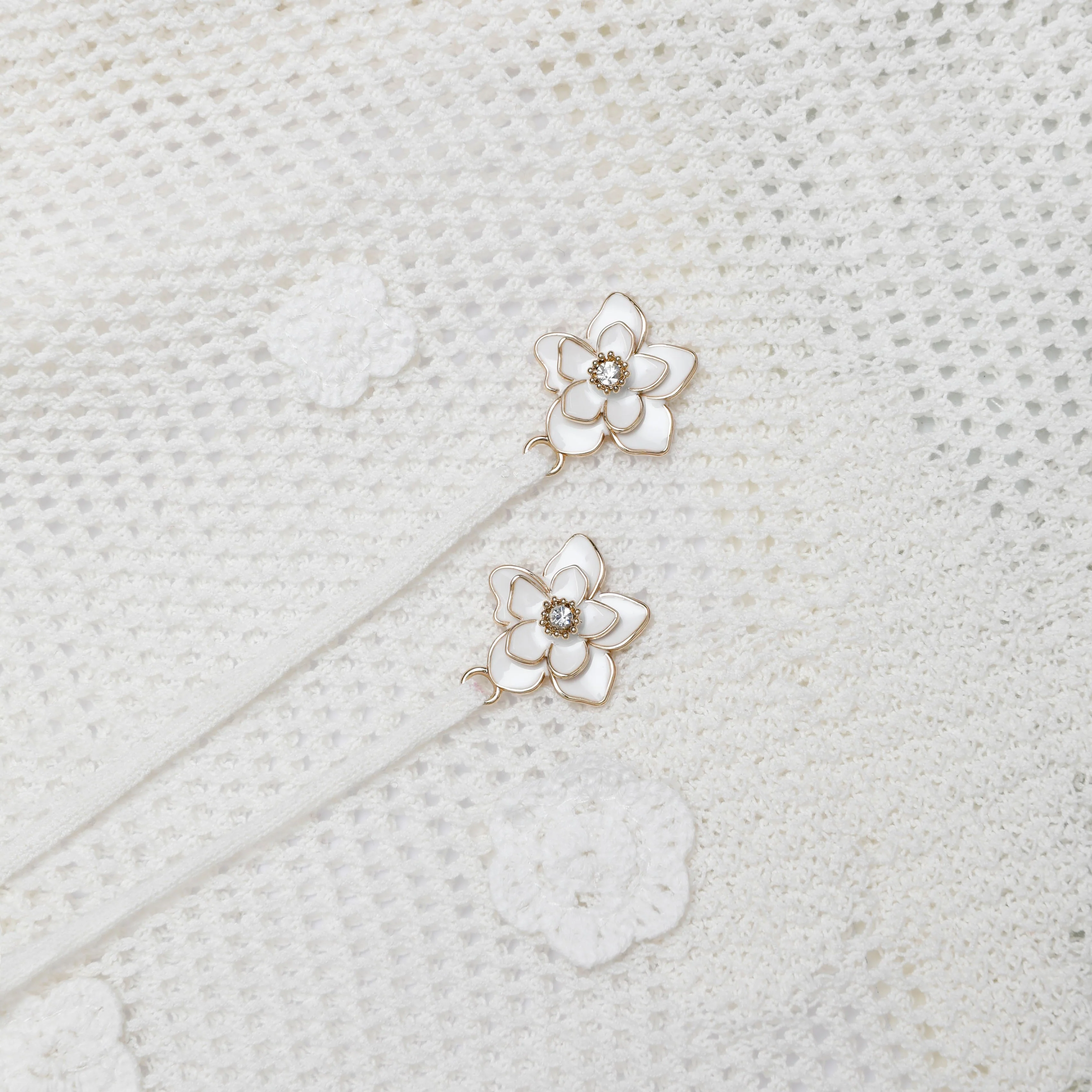 White Floral Crochet Midi Dress - Image 5