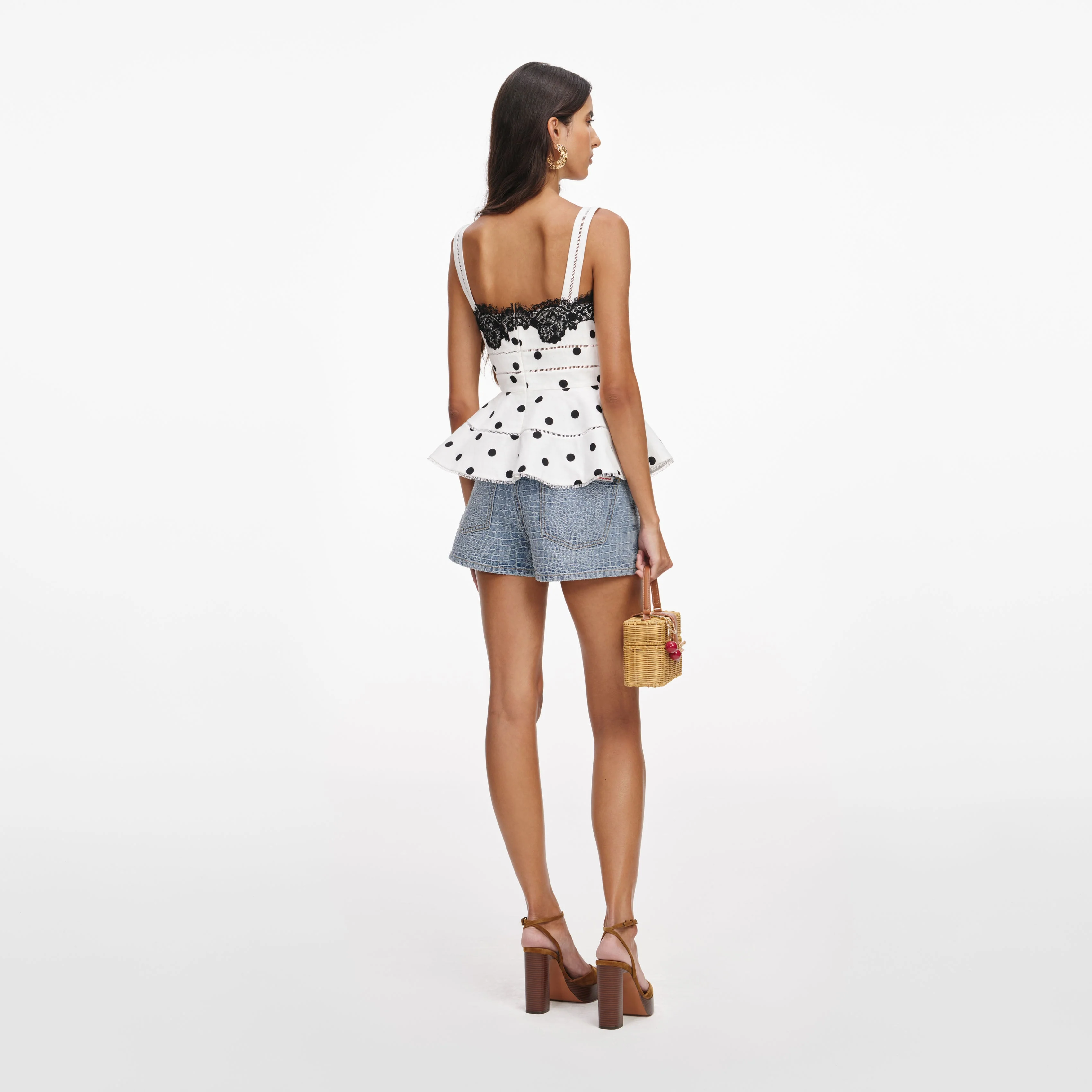 White Polka Dot Linen Top - Image 3