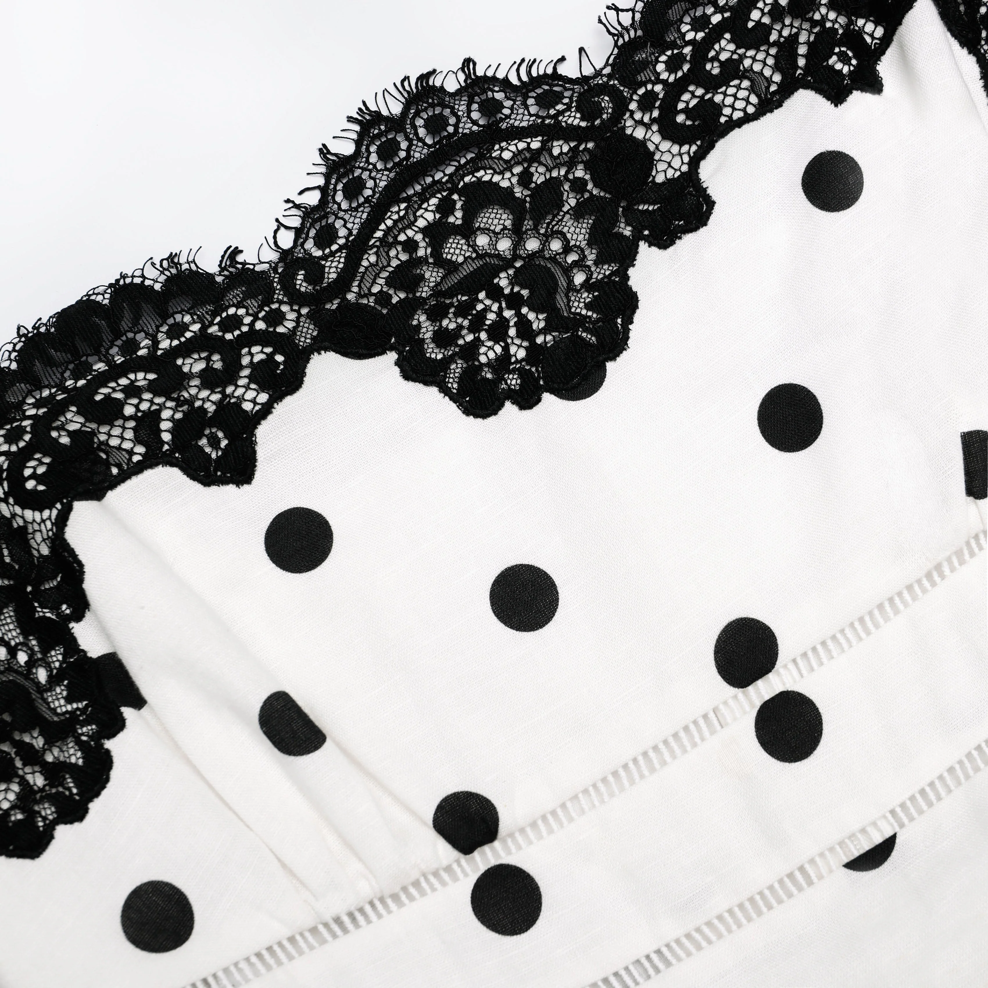 White Polka Dot Linen Top - Image 5