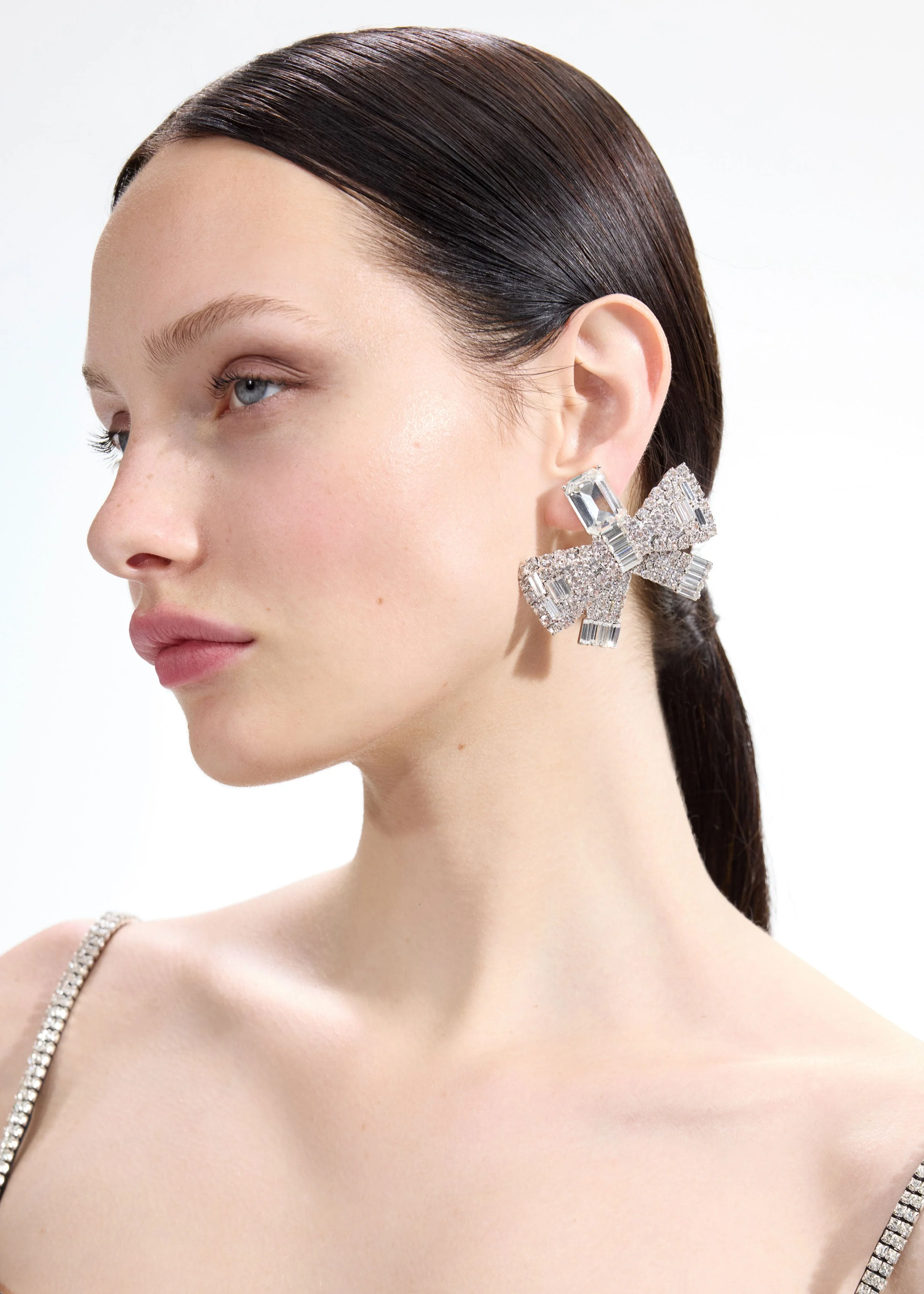 Large Crystal Bow Earrings - Image 2