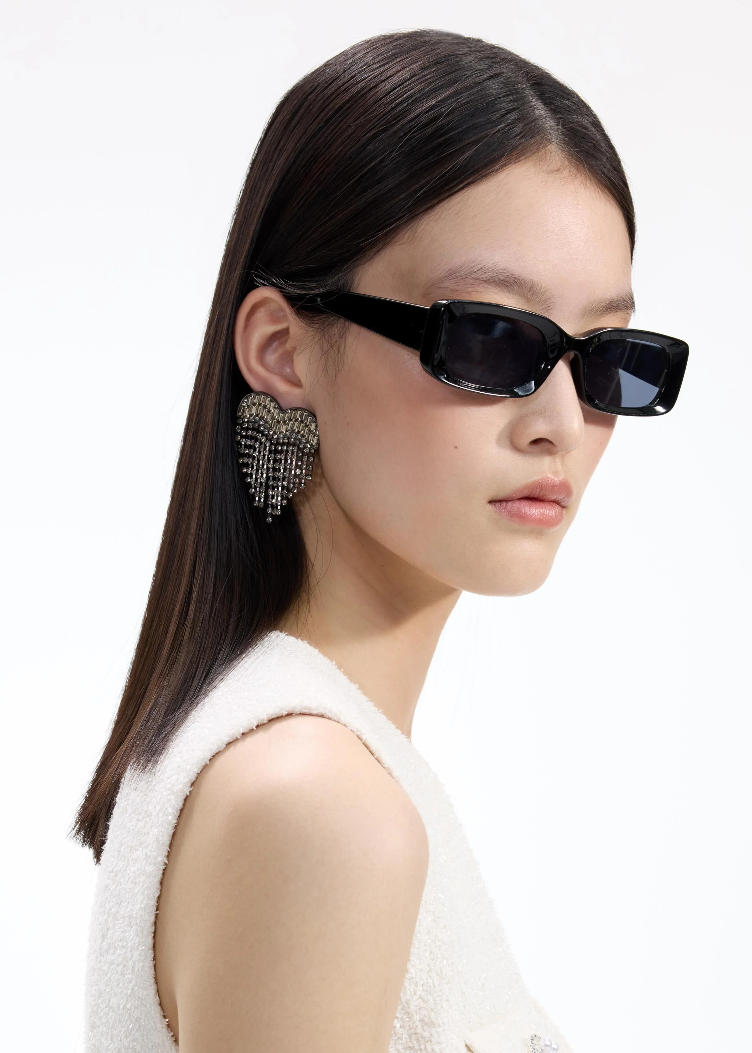 Smoke Crystal Heart Earrings - Image 2