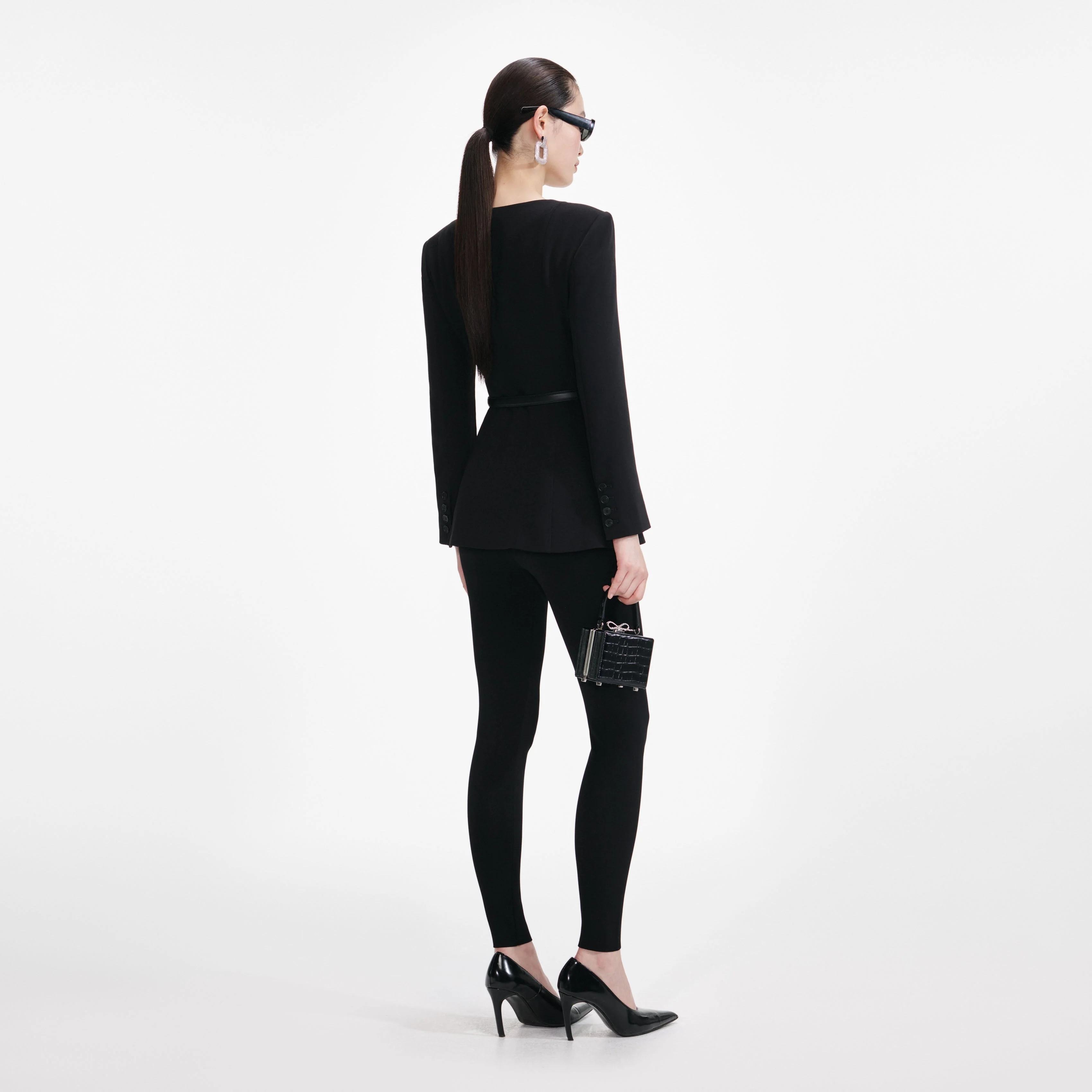 Black Crepe Tailored Top - Image 3