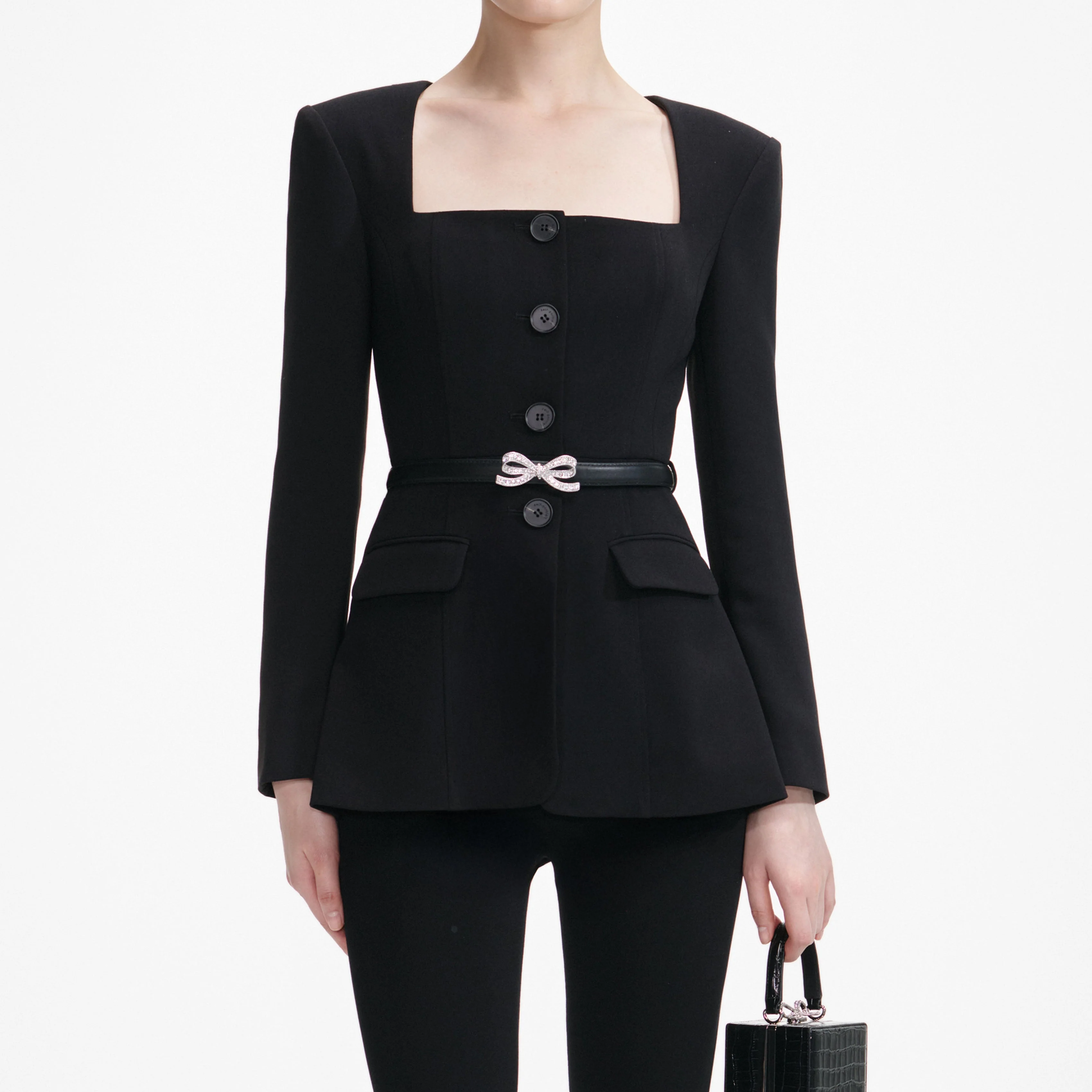 Black Crepe Tailored Top - Image 4