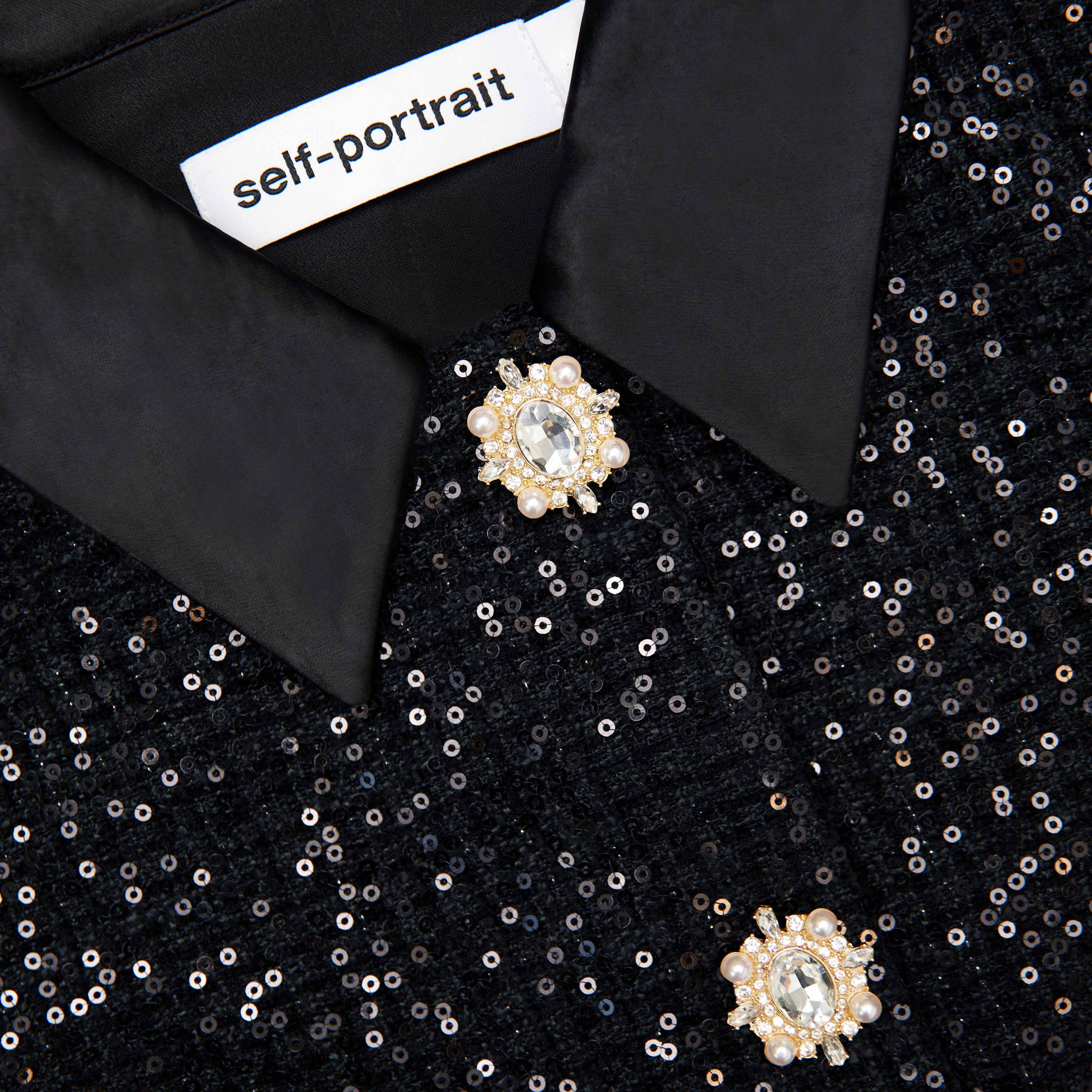 Black Sequin Boucle Satin Maxi Dress - Image 5