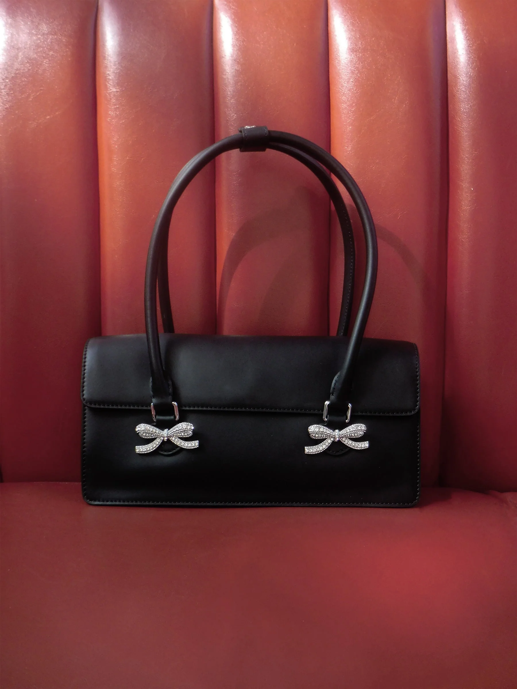 Black Soft Leather Shoulder Bag - Image 5