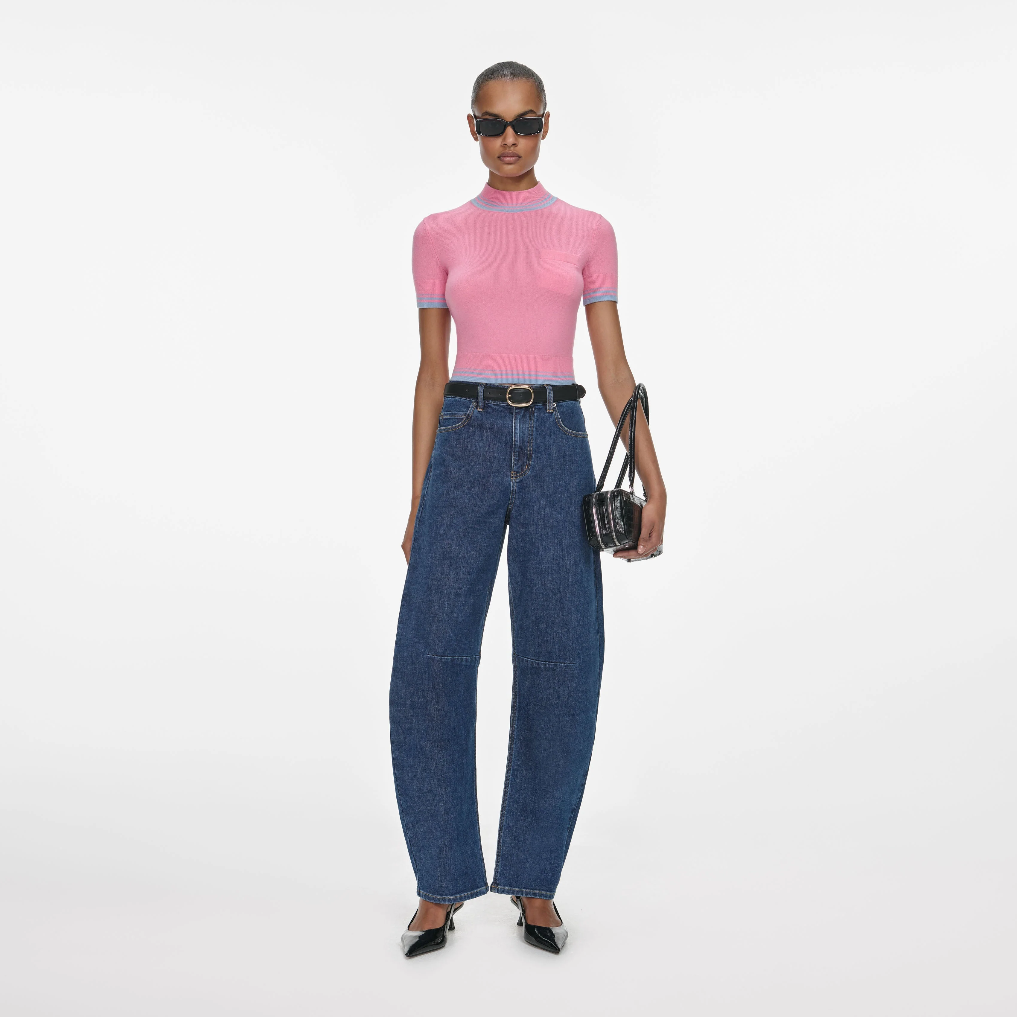 Blue Barrel Leg Jeans