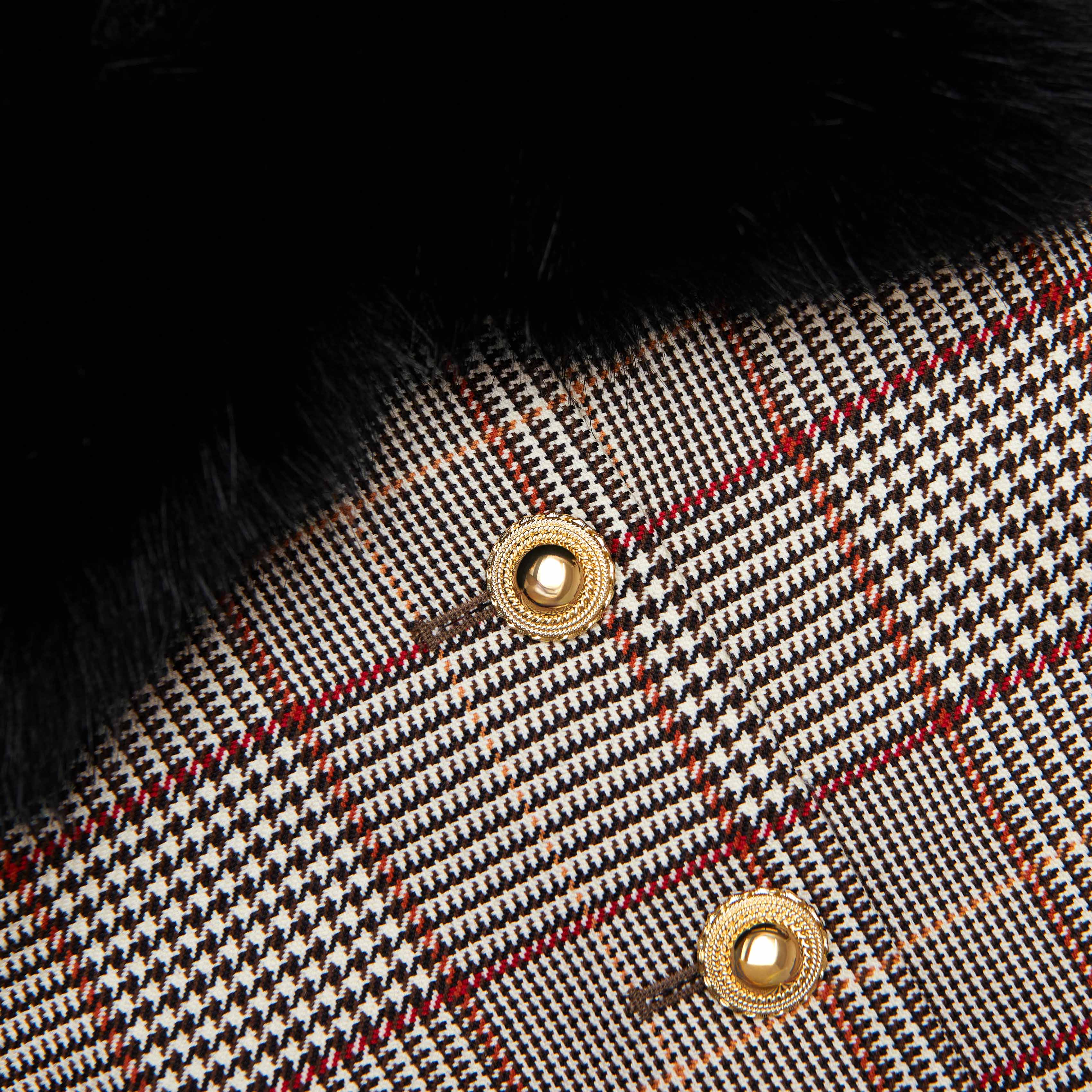 Brown Check Fur Cuff Jacket - Image 5