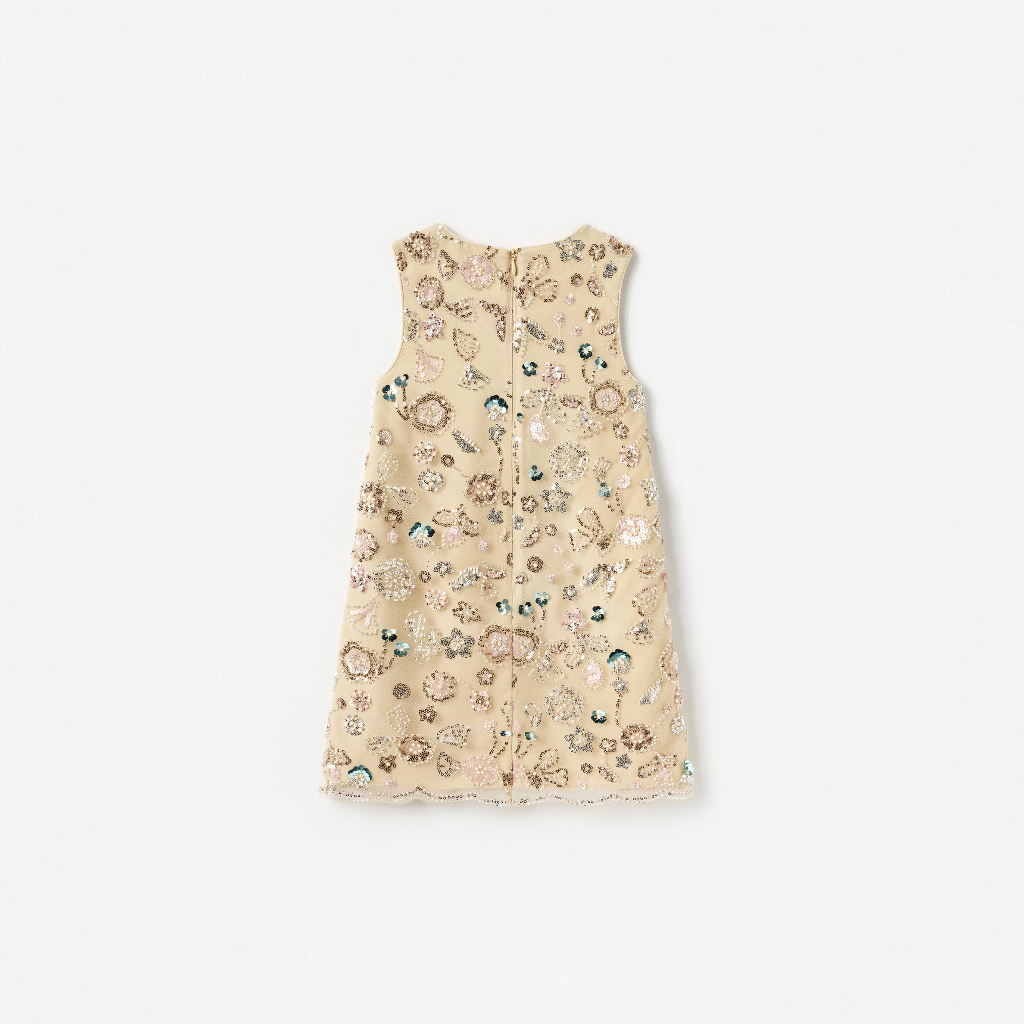 Champagne Sequin Embroidered Sleeveless Dress - Image 2
