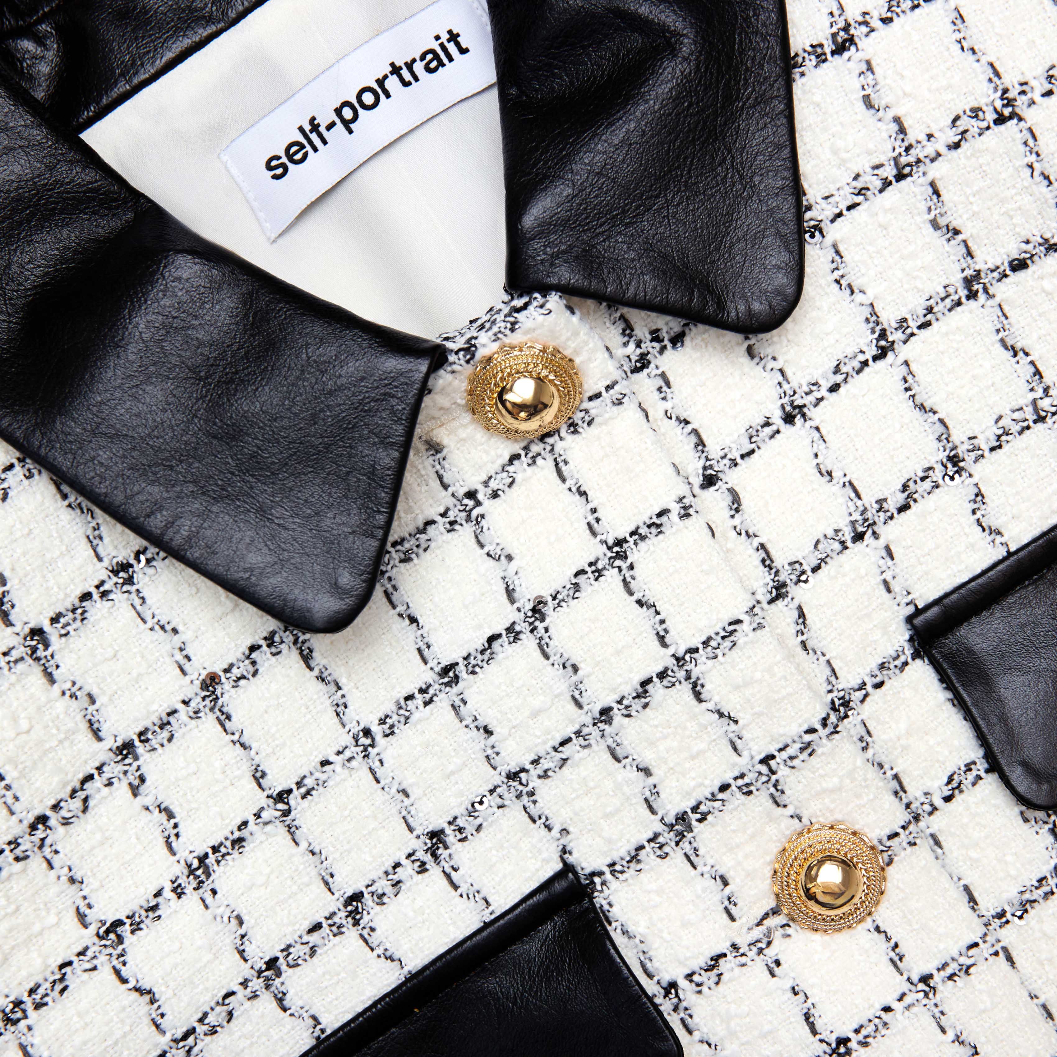 Check Boucle Fur Cuff Jacket - Image 5