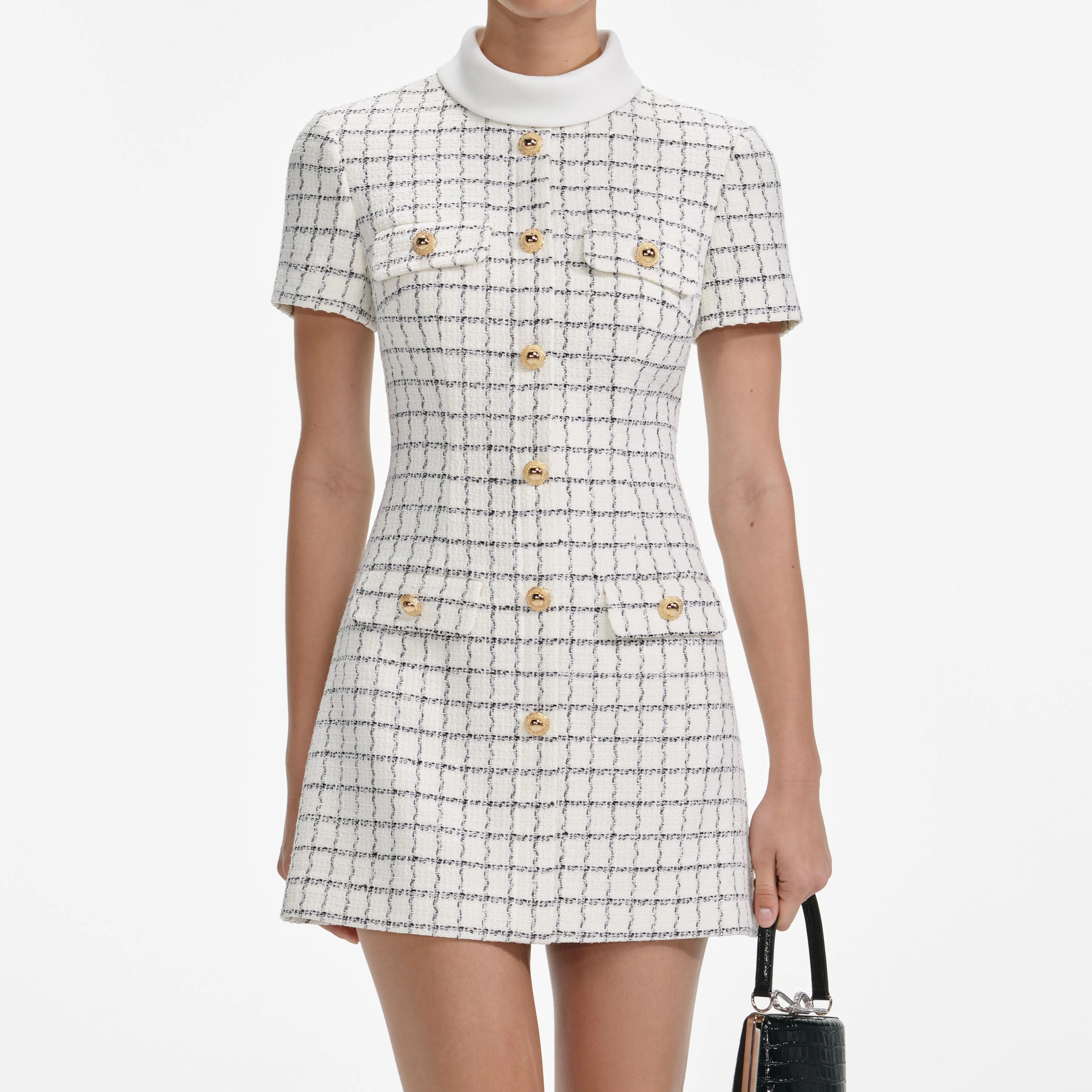 Check Boucle Mini Dress - Image 4