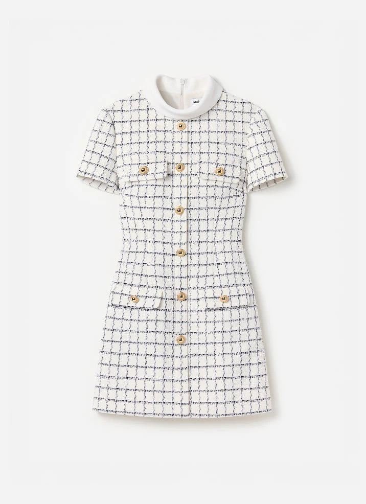 Check Boucle Mini Dress - Image 6