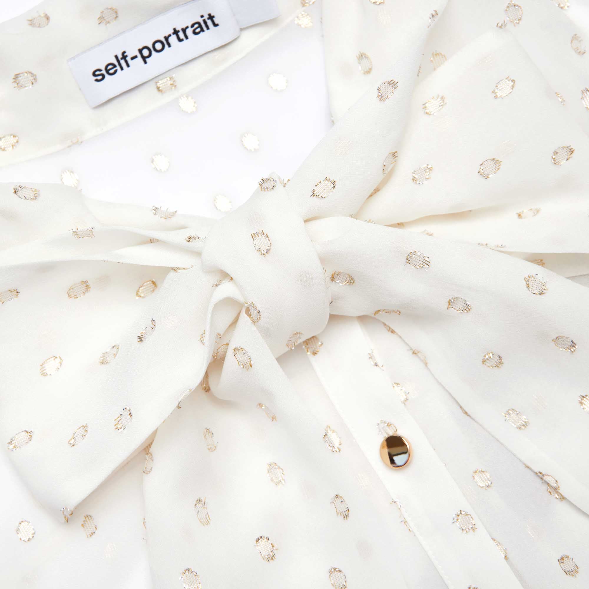 Cream And Gold Chiffon Blouse - Image 5