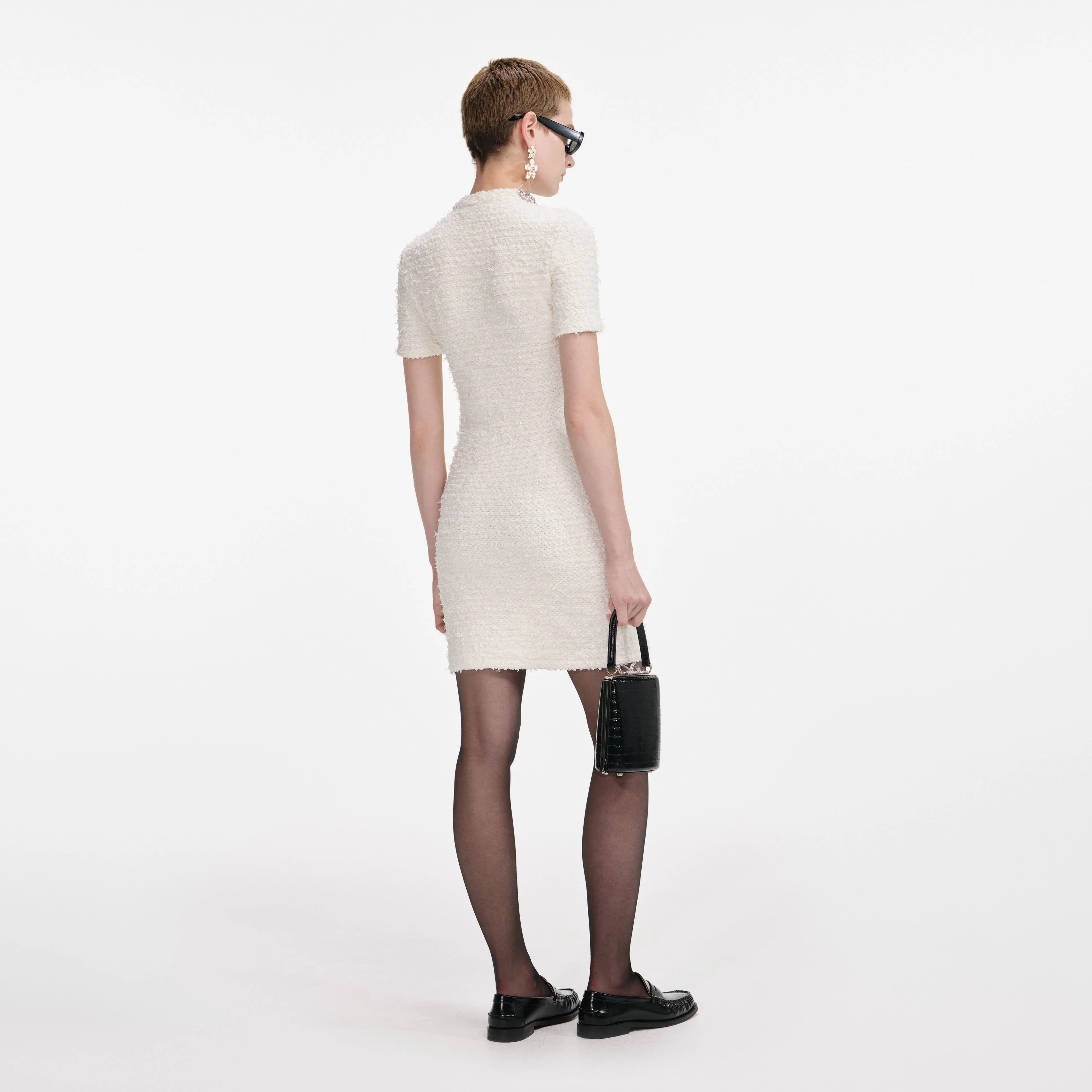Cream Textured Knit Mini Dress - Image 3