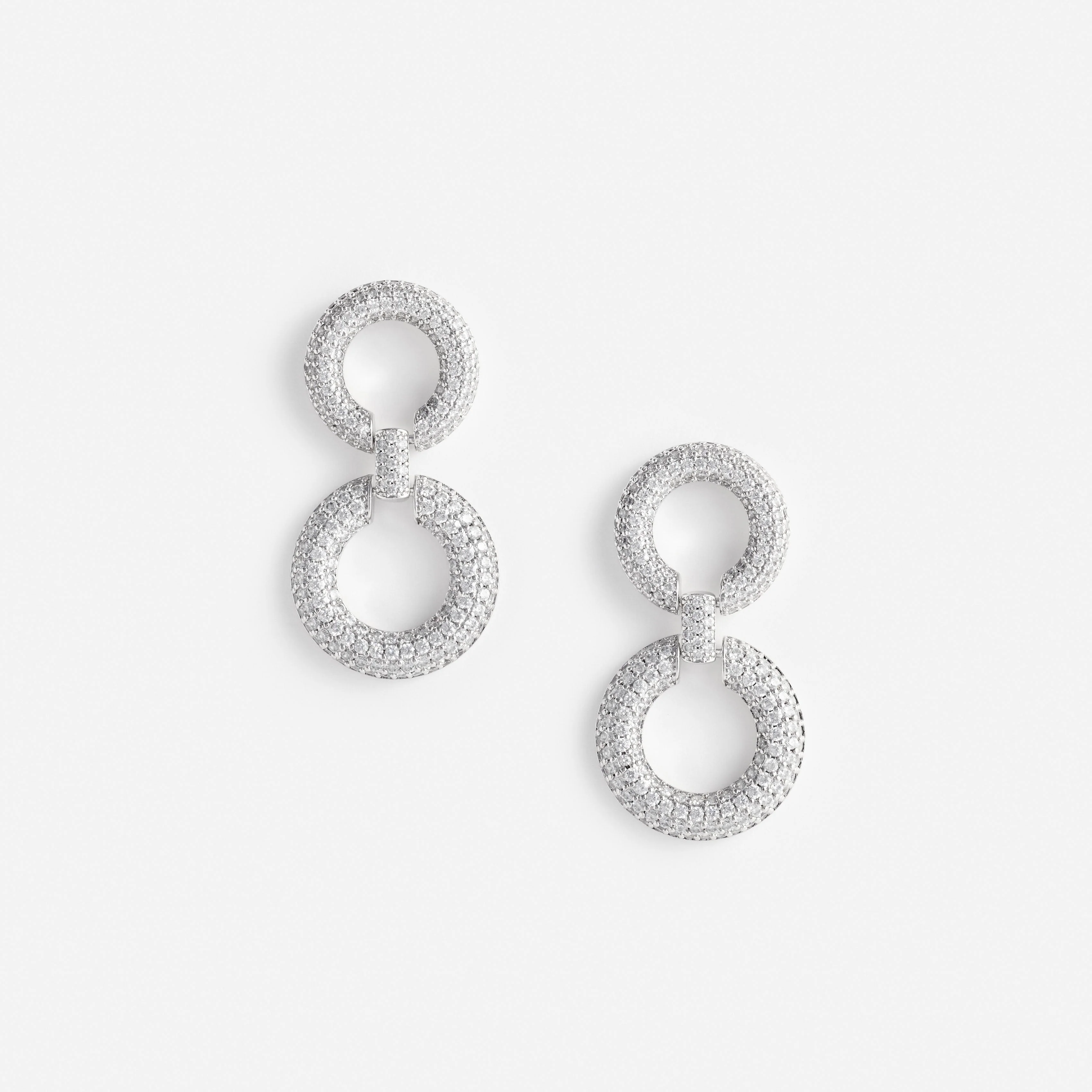 Crystal Link Two Tiered Earrings