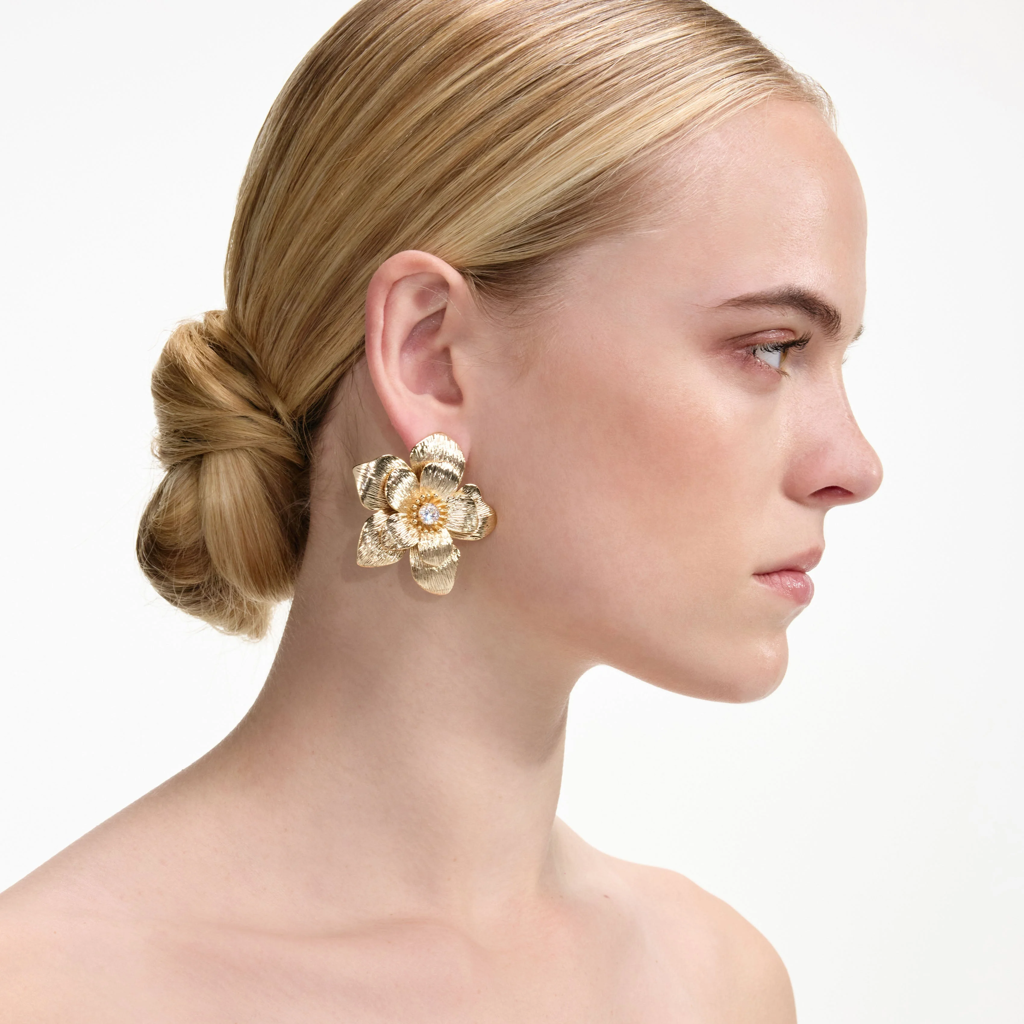 Gold Flower Earrings - Image 2