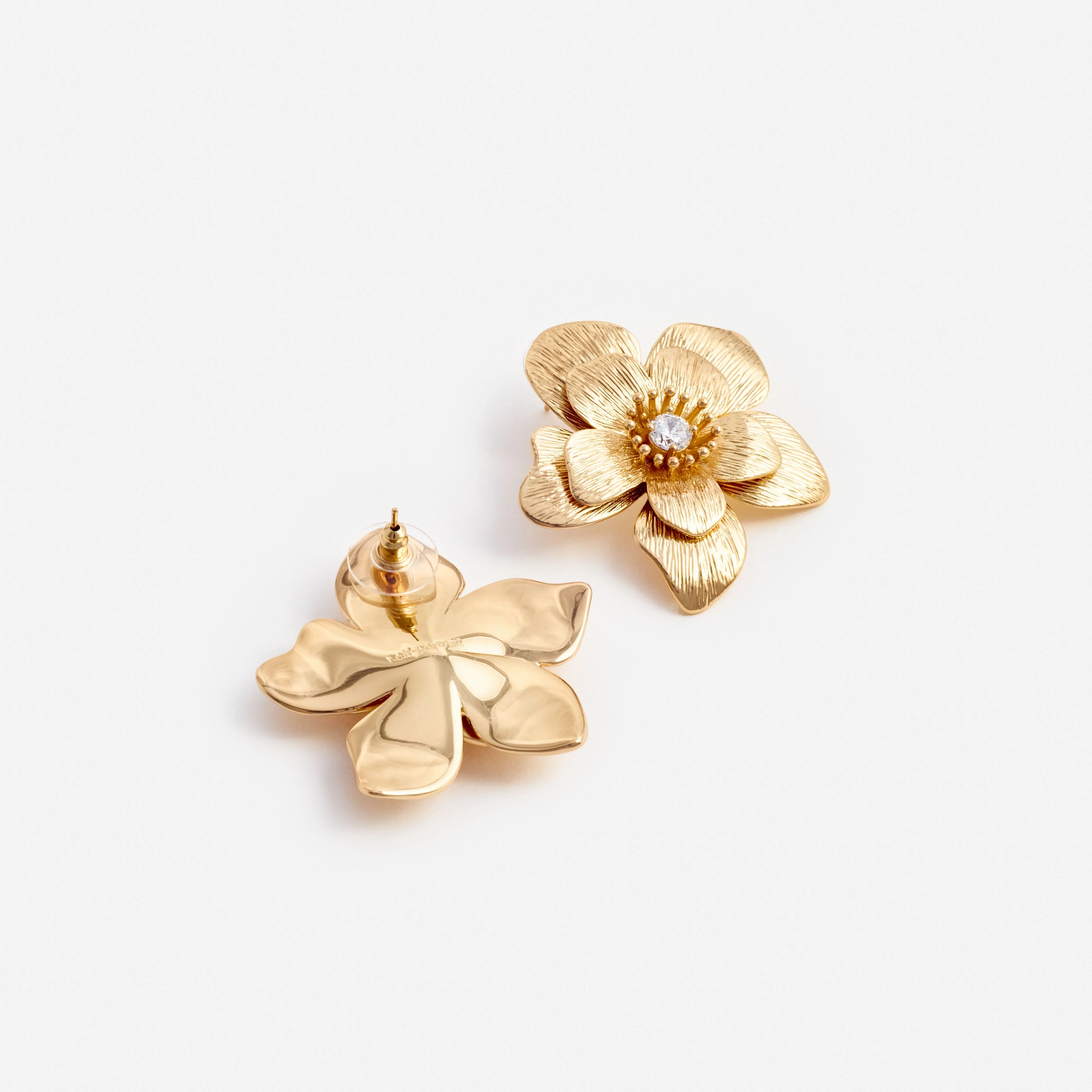 Gold Flower Earrings - Image 3