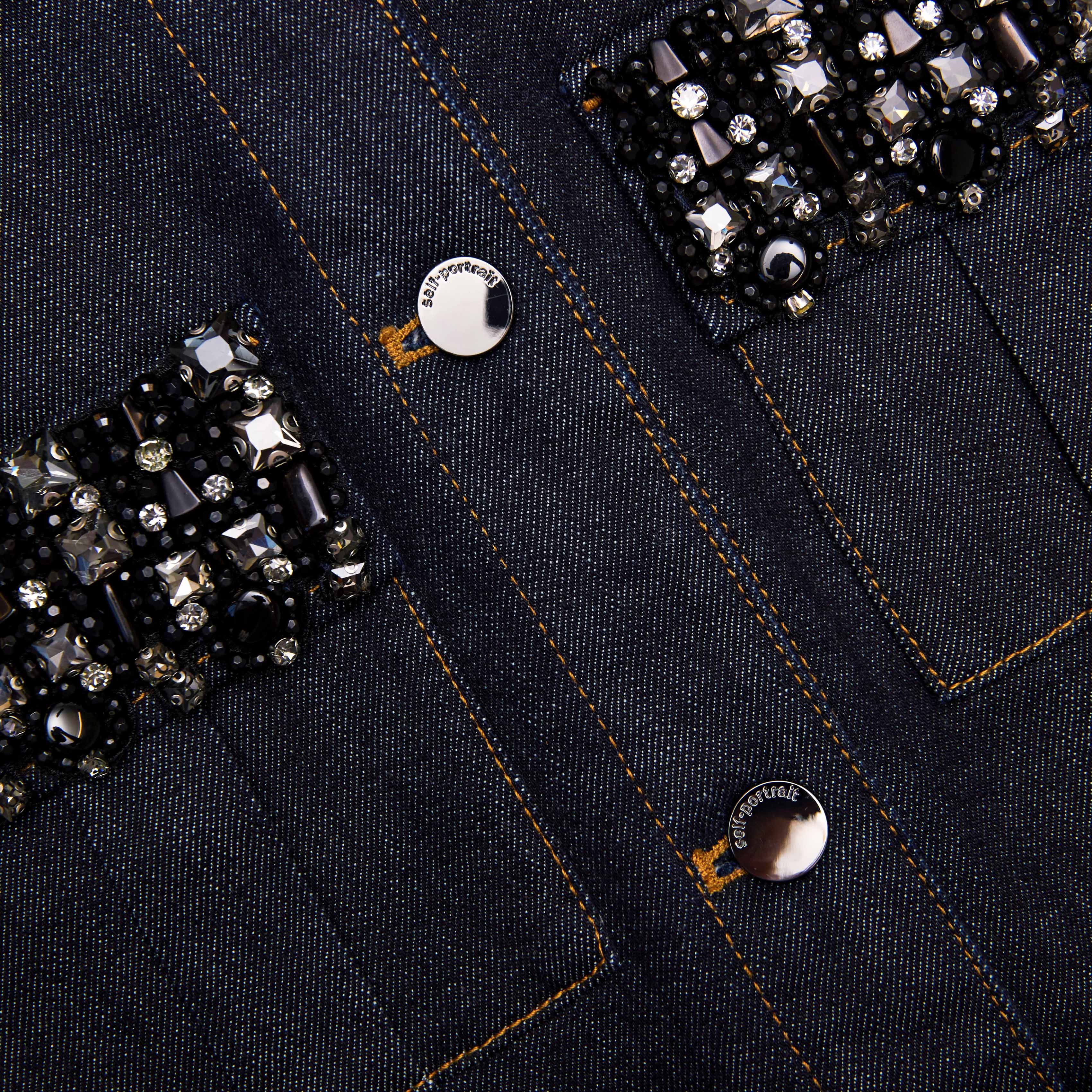 Indigo Denim Crystal Trim Mini Dress - Image 5