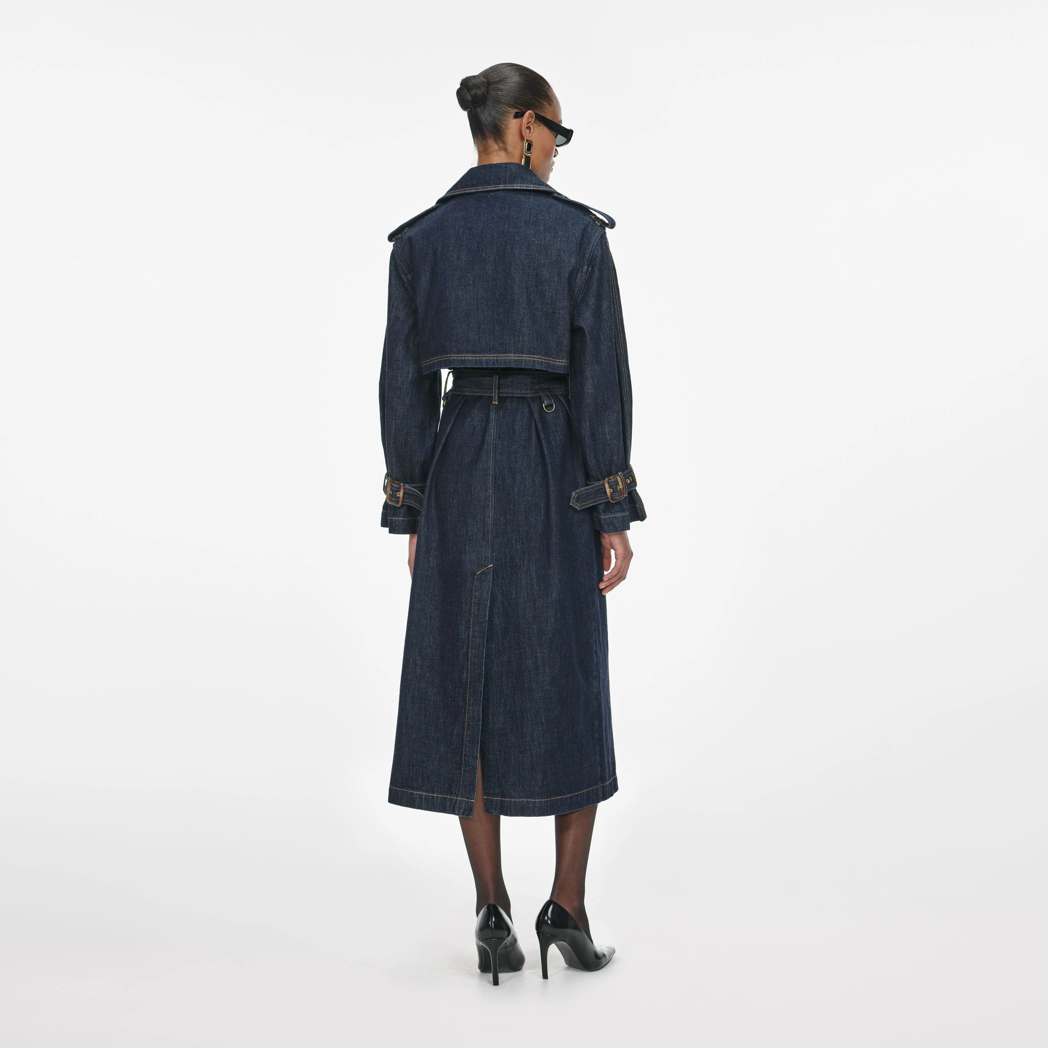 Indigo Denim Trench Coat - Image 3