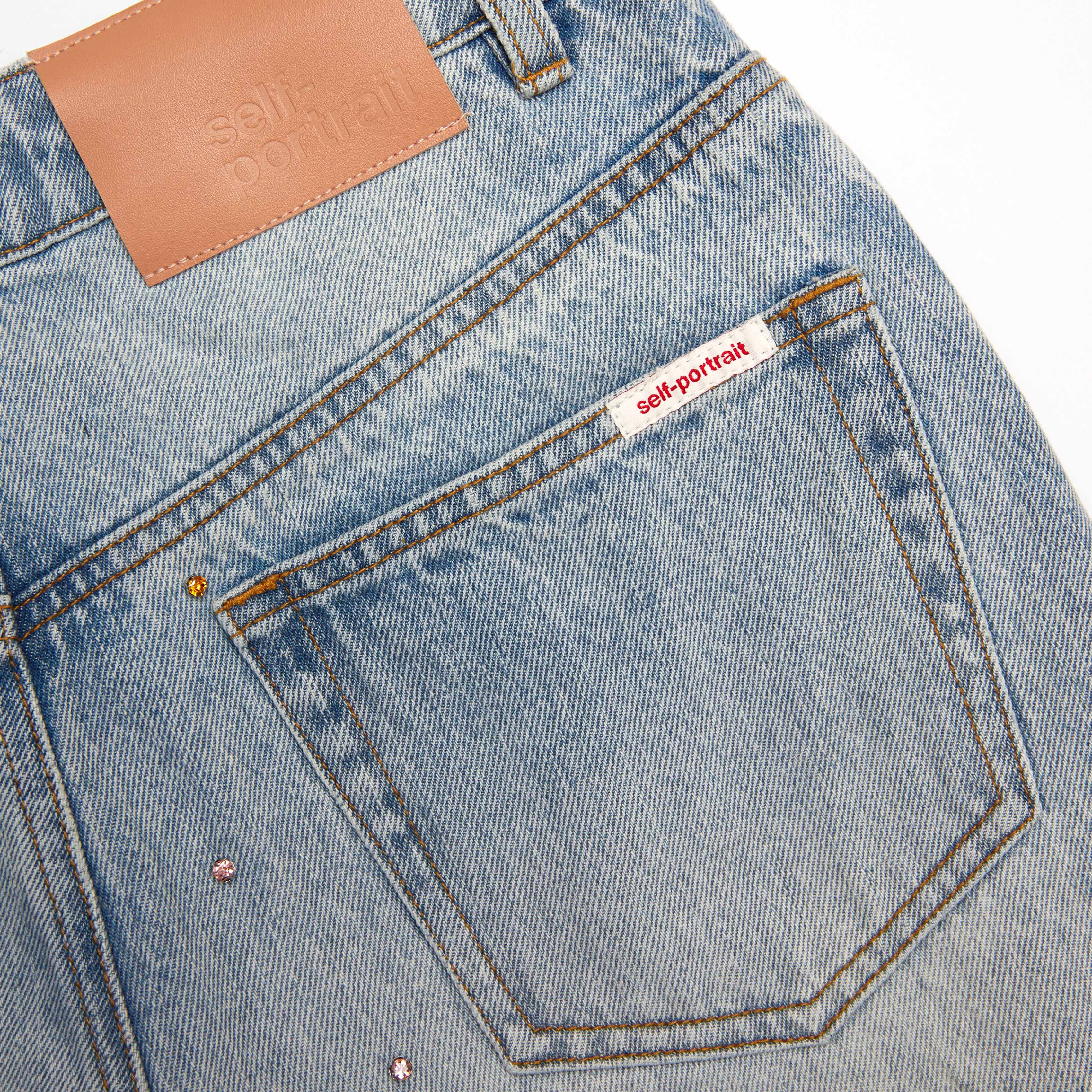 Light Blue Embellished Wide Leg Jeans - Image 5