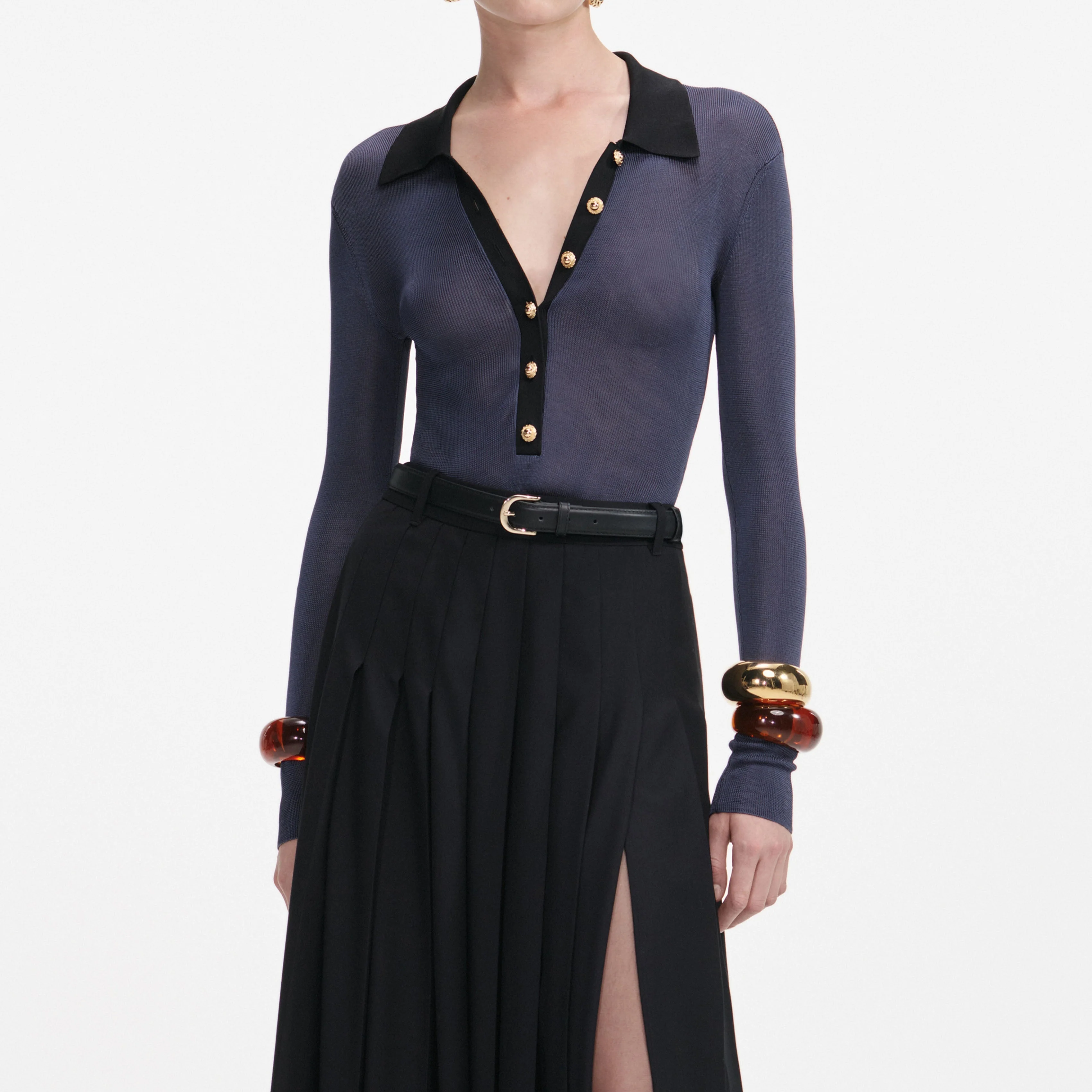 Navy Viscose Knit Bodysuit - Image 4