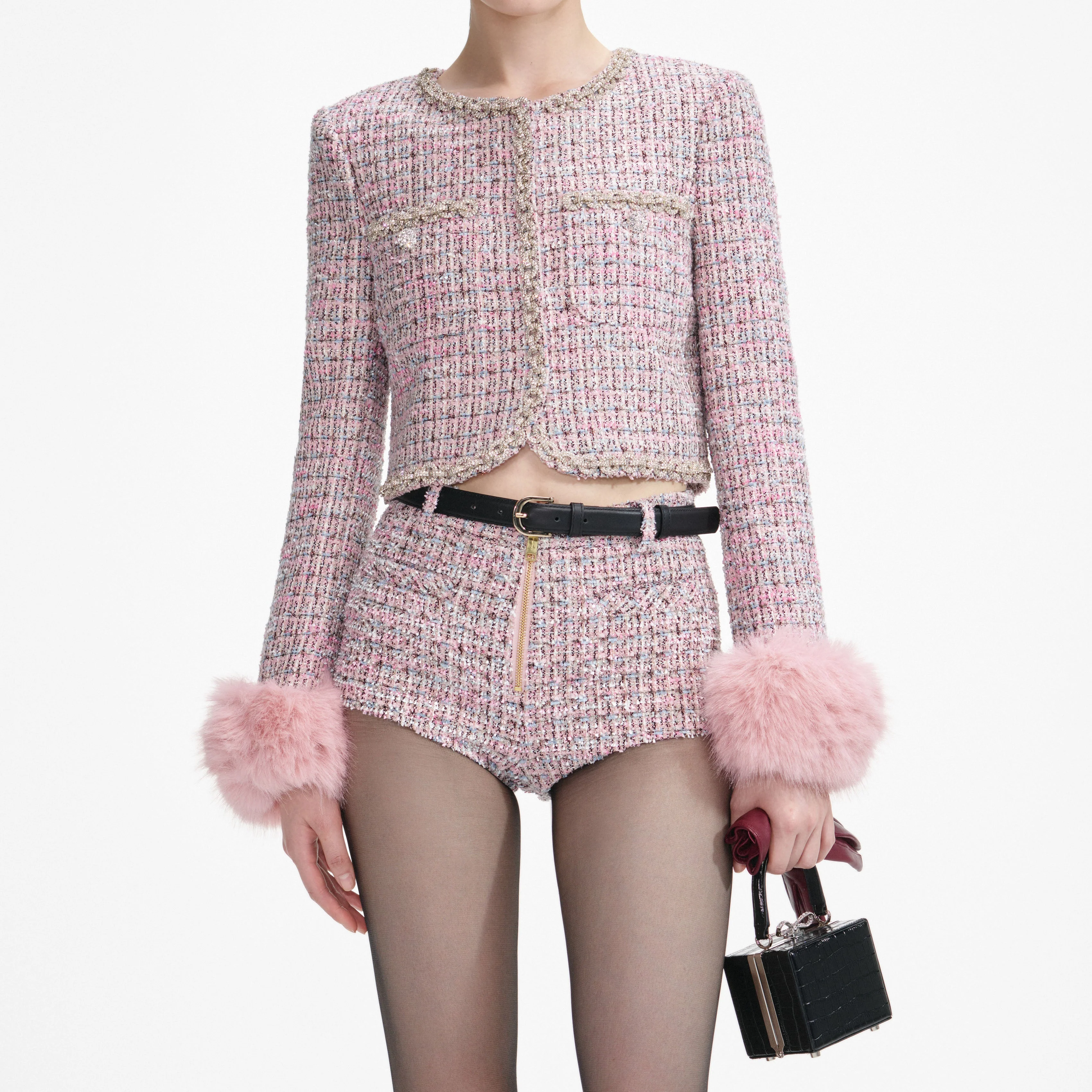 Pink Boucle Shorts - Image 4