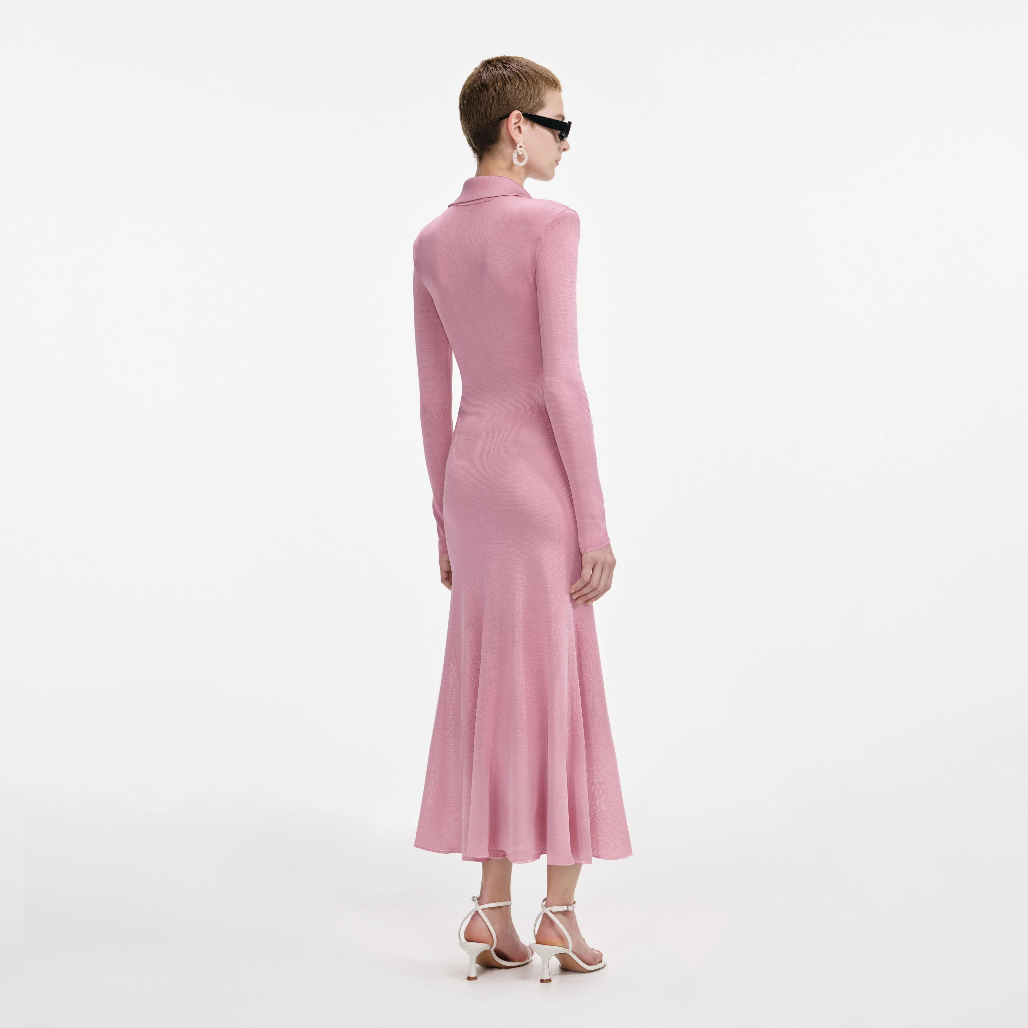Pink Viscose Knit Midi Dress - Image 3