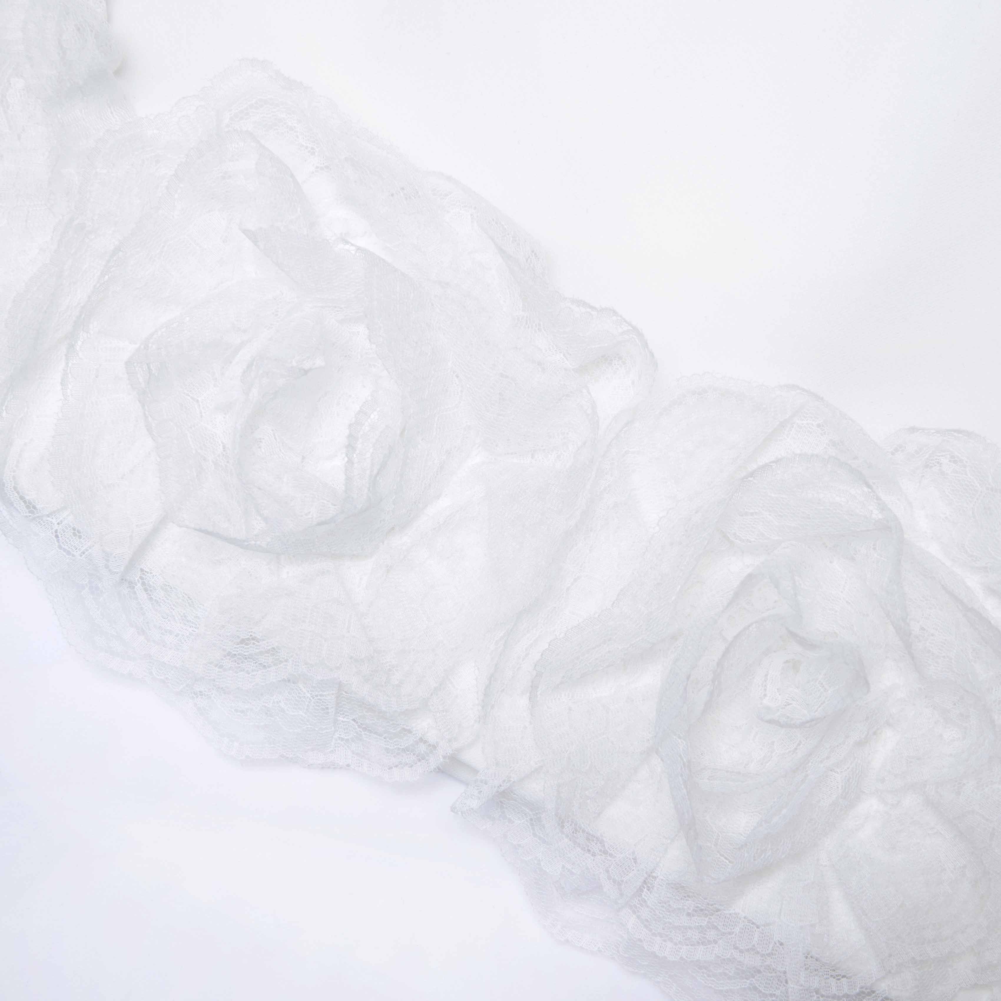 White Crepe 3D Flower Mini Dress - Image 5