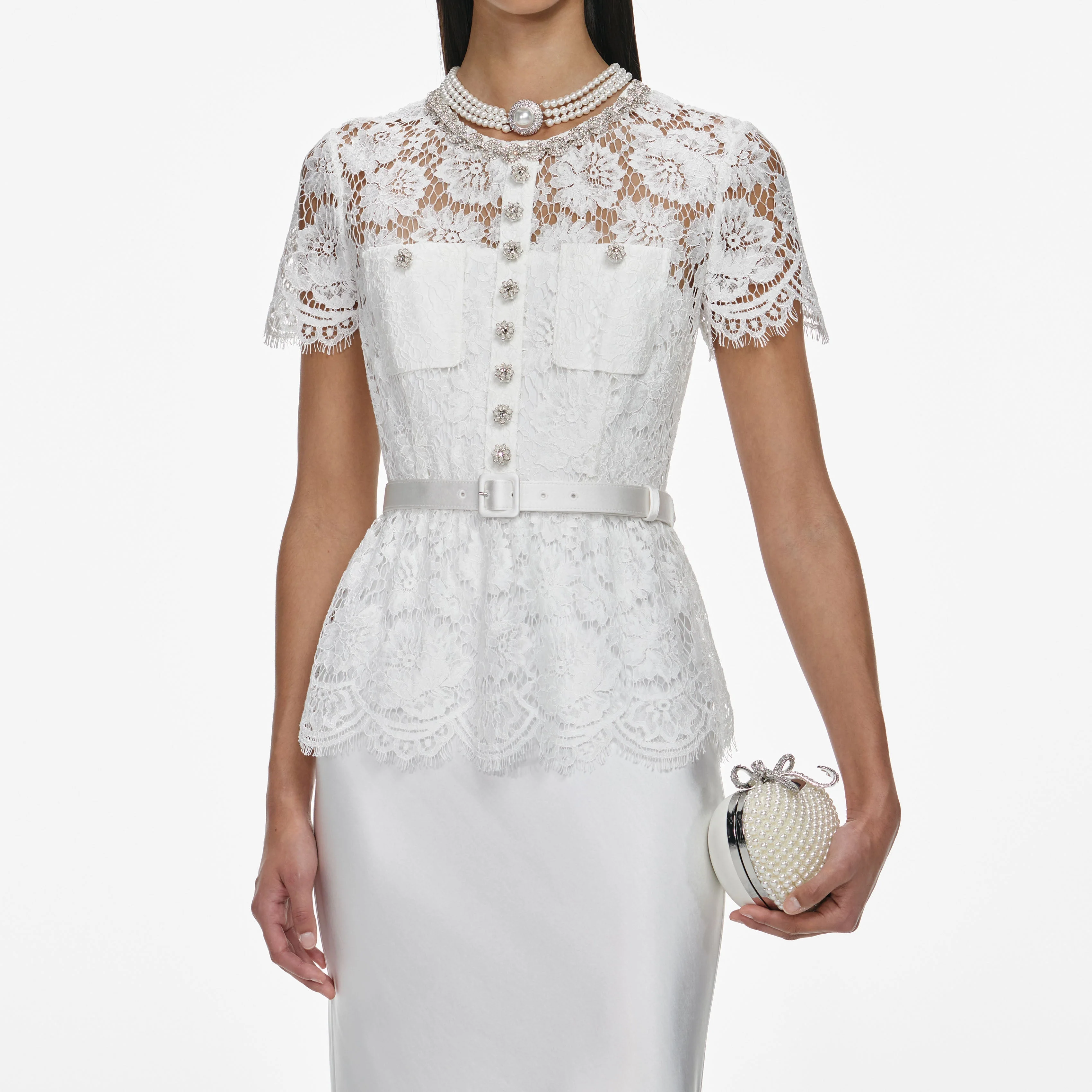 White Lace Satin Maxi Dress - Image 4