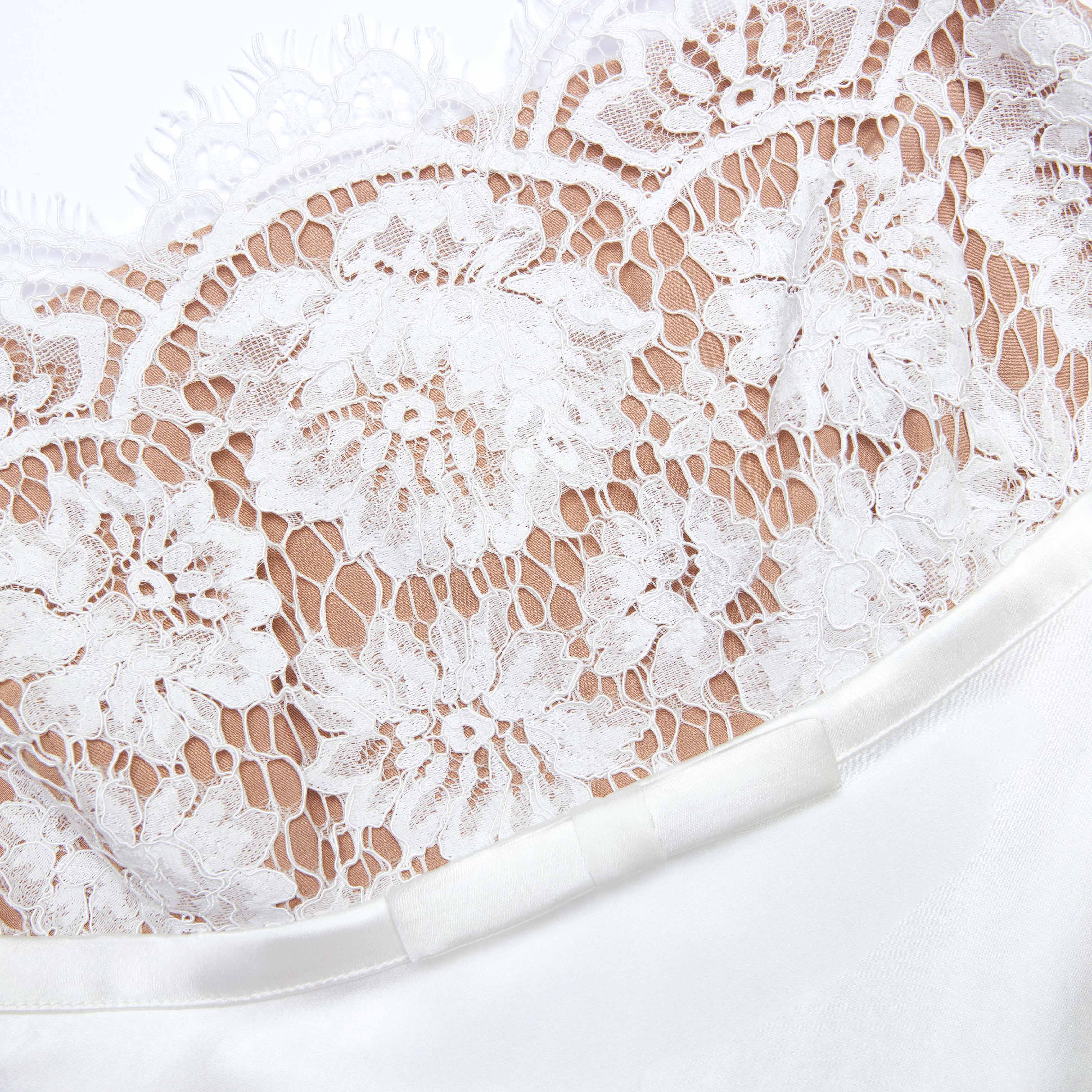 White Satin Lace Maxi Dress - Image 6