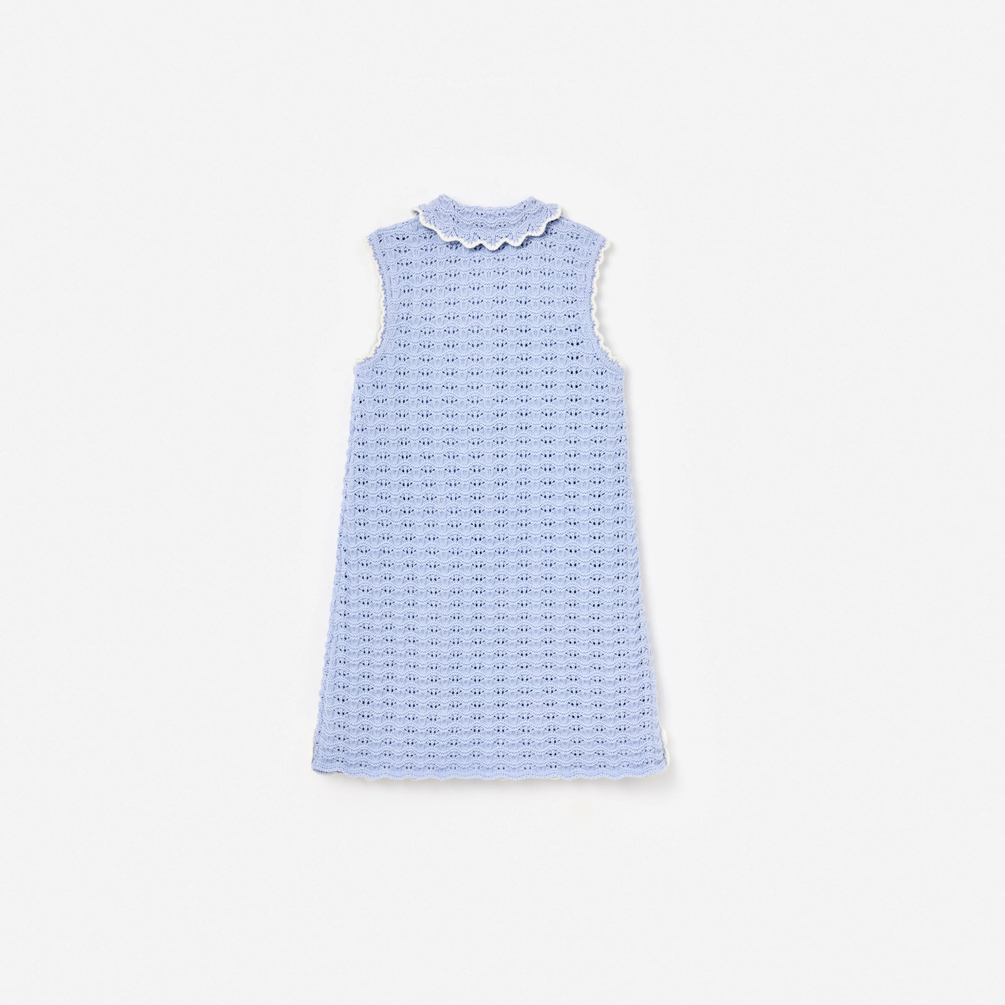 Blue Daisy Trim Pointelle Knitted Dress - Image 2