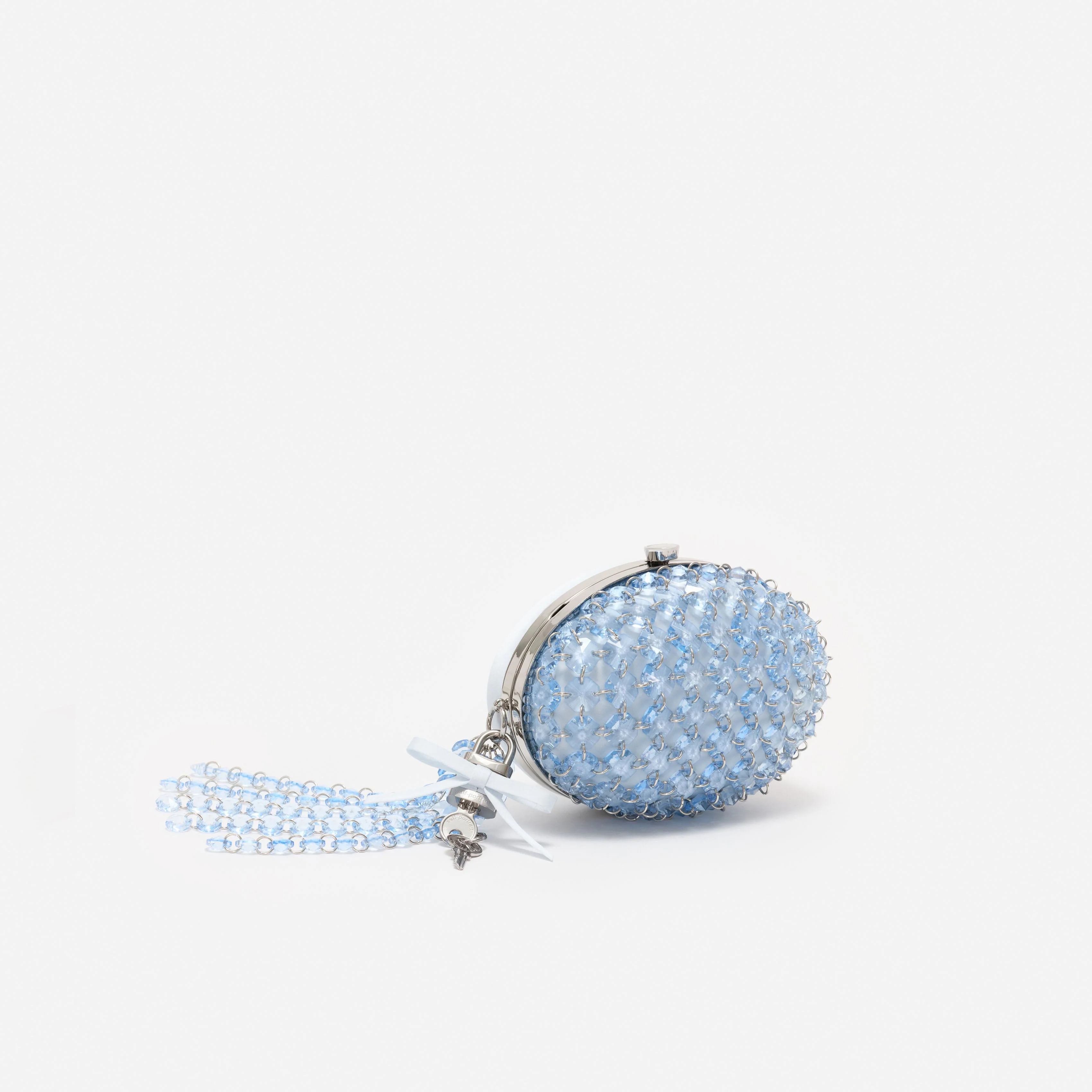 Blue Oval Crystal Chain Clutch Bag - Image 2