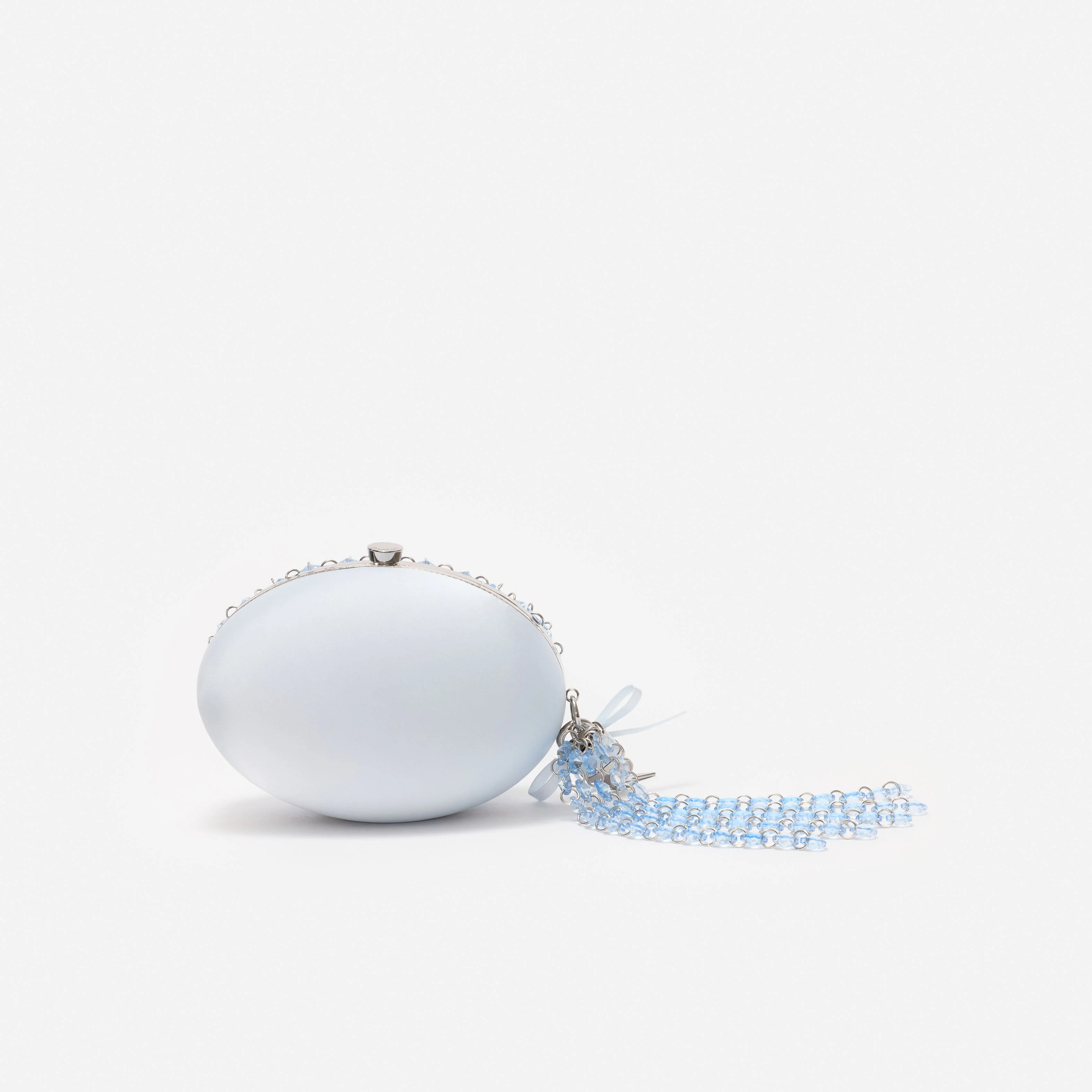 Blue Oval Crystal Chain Clutch Bag - Image 3