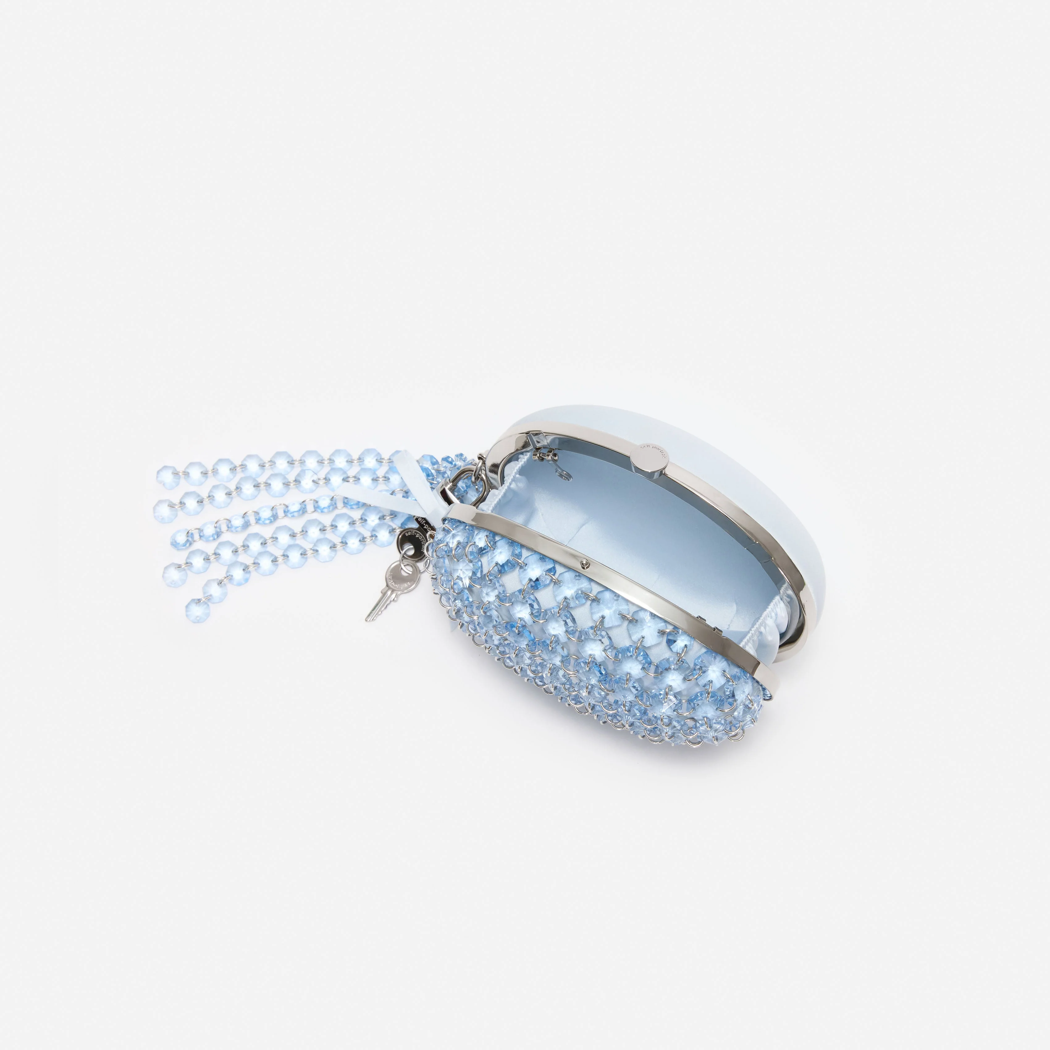 Blue Oval Crystal Chain Clutch Bag - Image 5