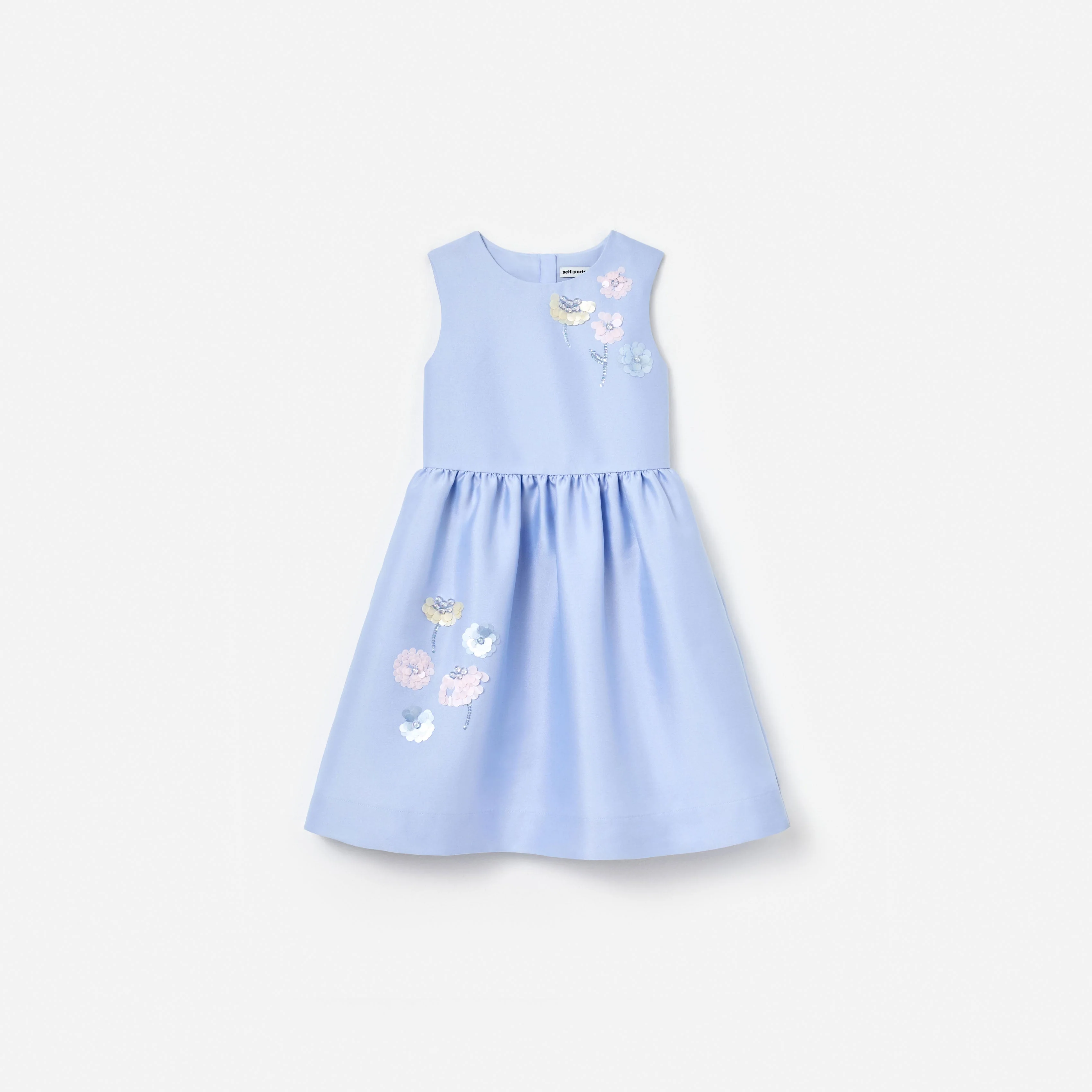 Blue Taffeta Sequin Embellished Dress