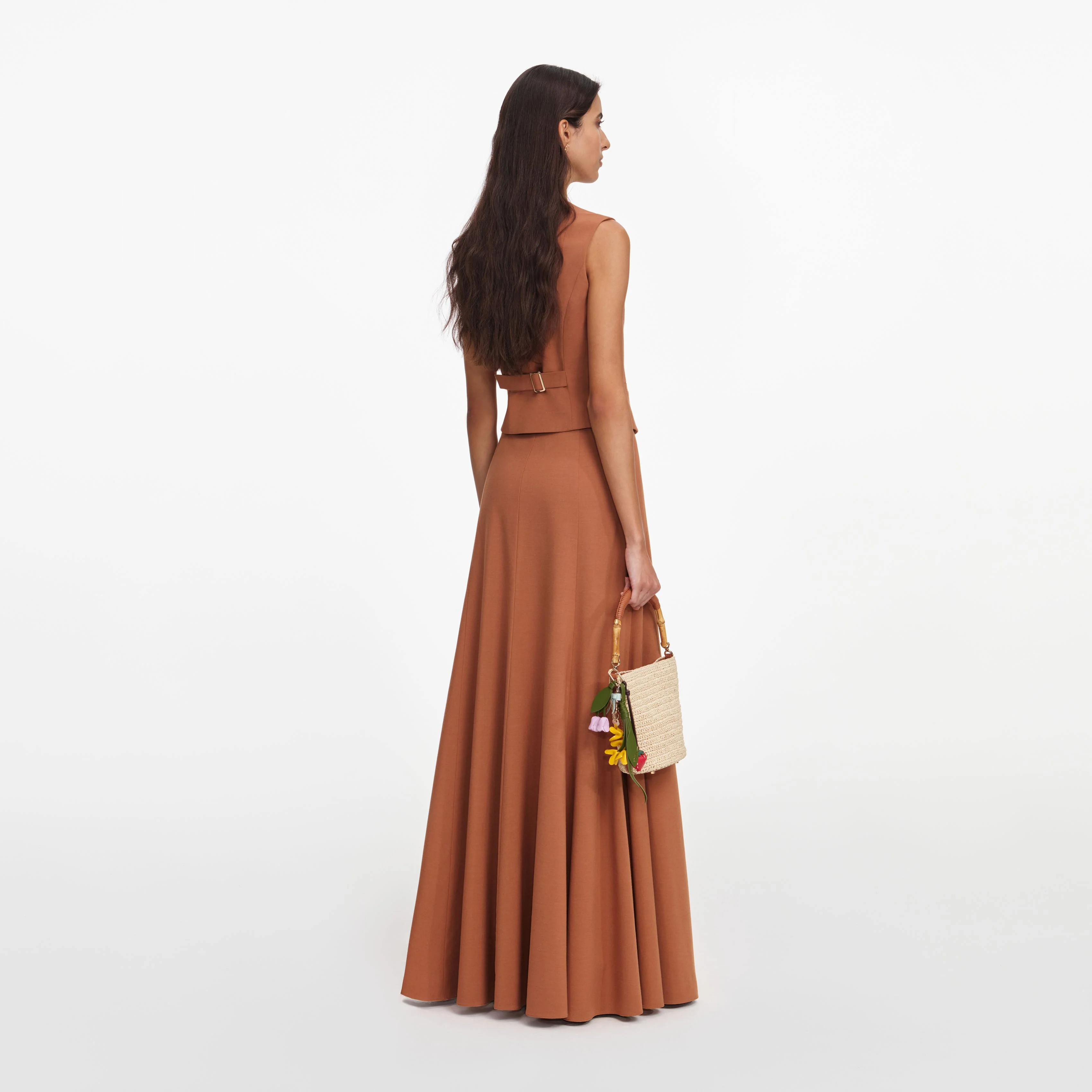 Brown Twill Sleeveless Maxi Dress - Image 3