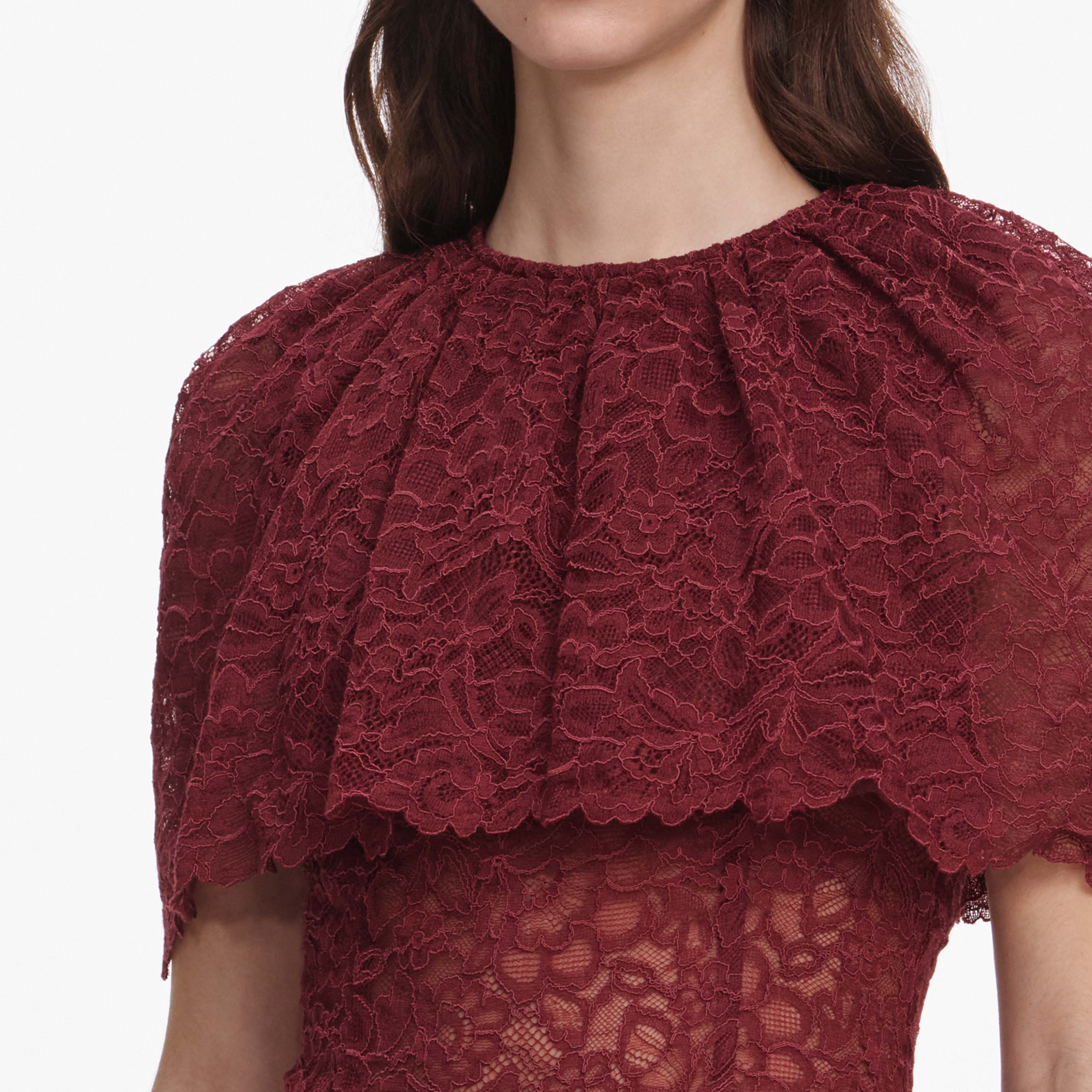Burgundy Lace Cape Top - Image 5