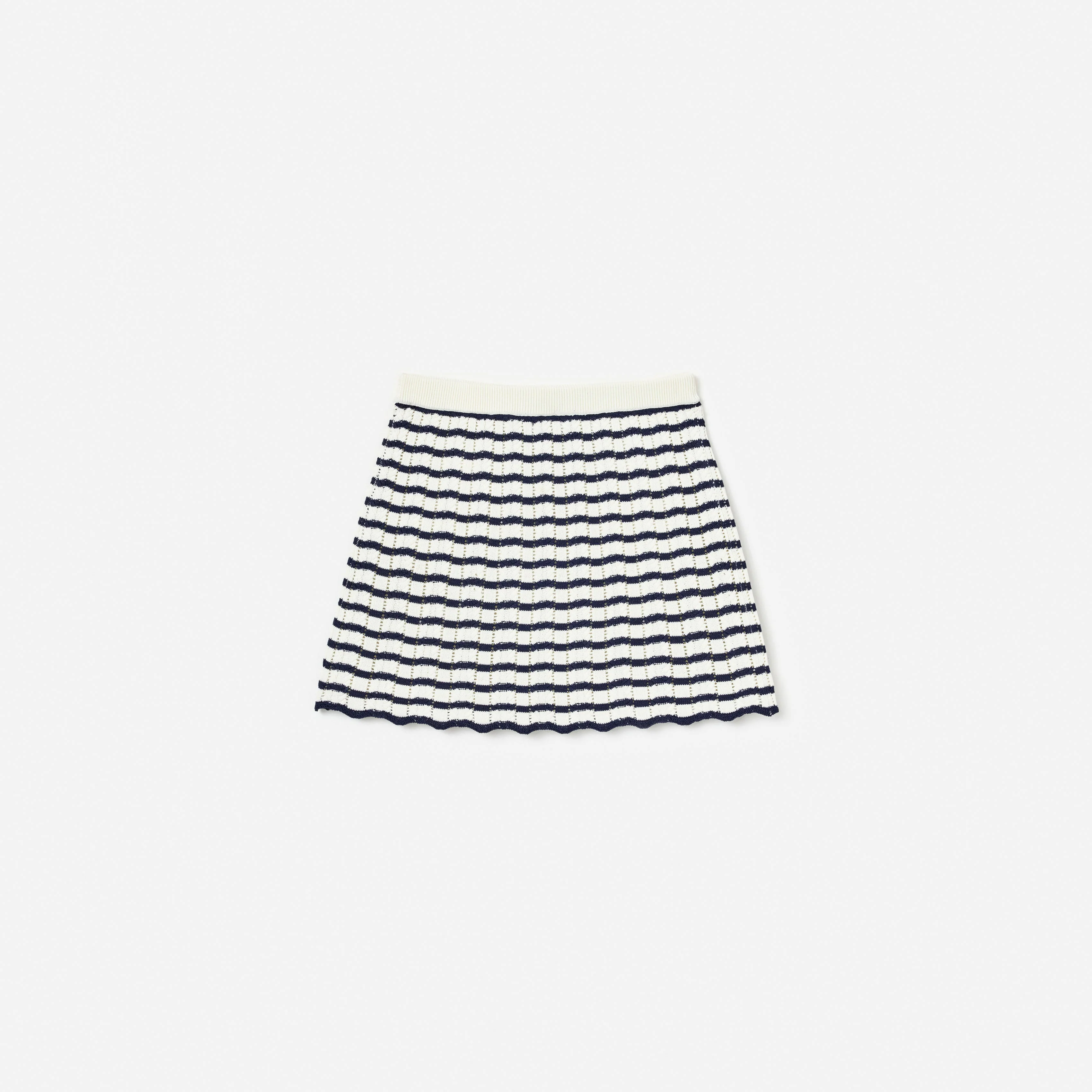 Cream And Navy Striped Knitted Skirt - Image 2