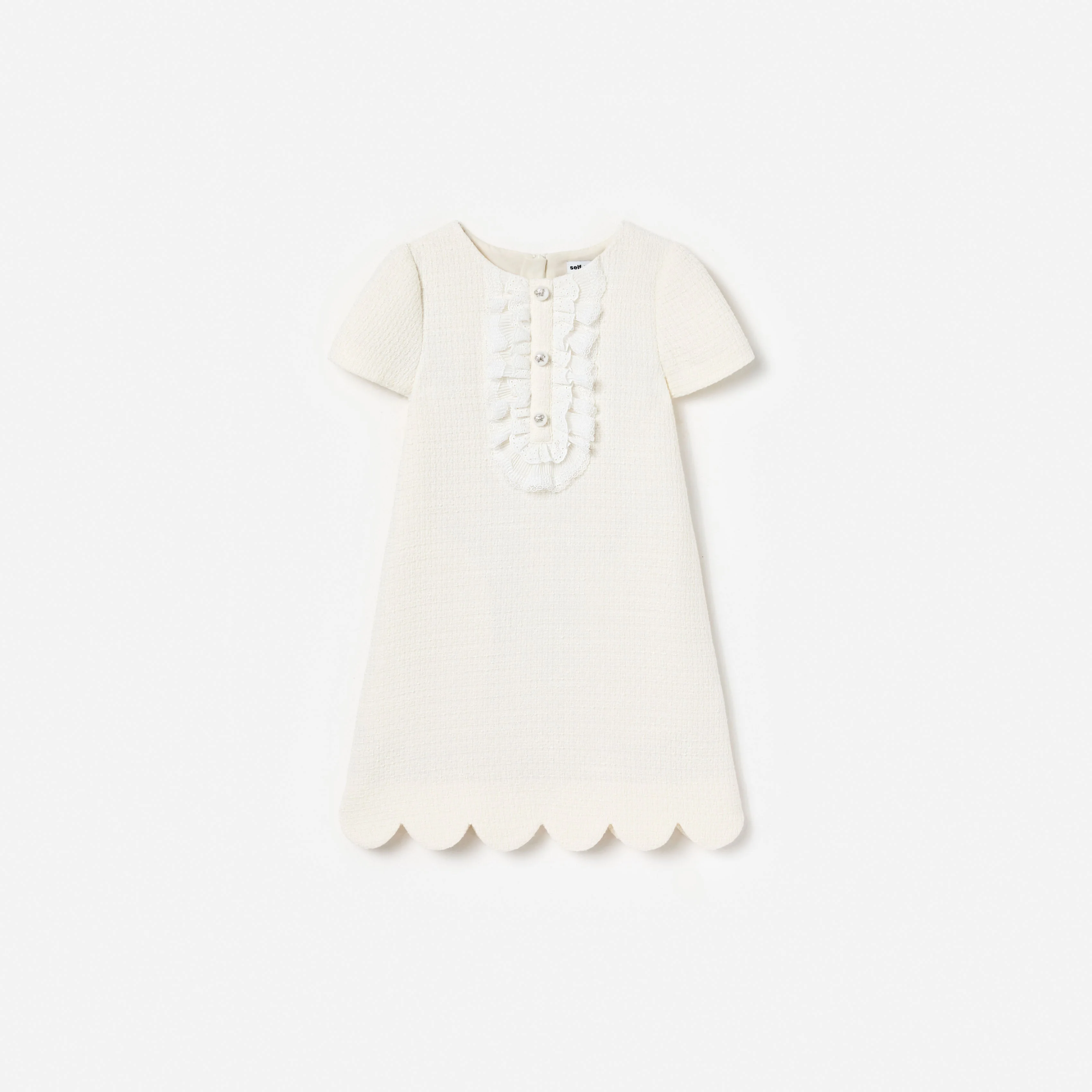 Cream Boucle Lace Bib Dress