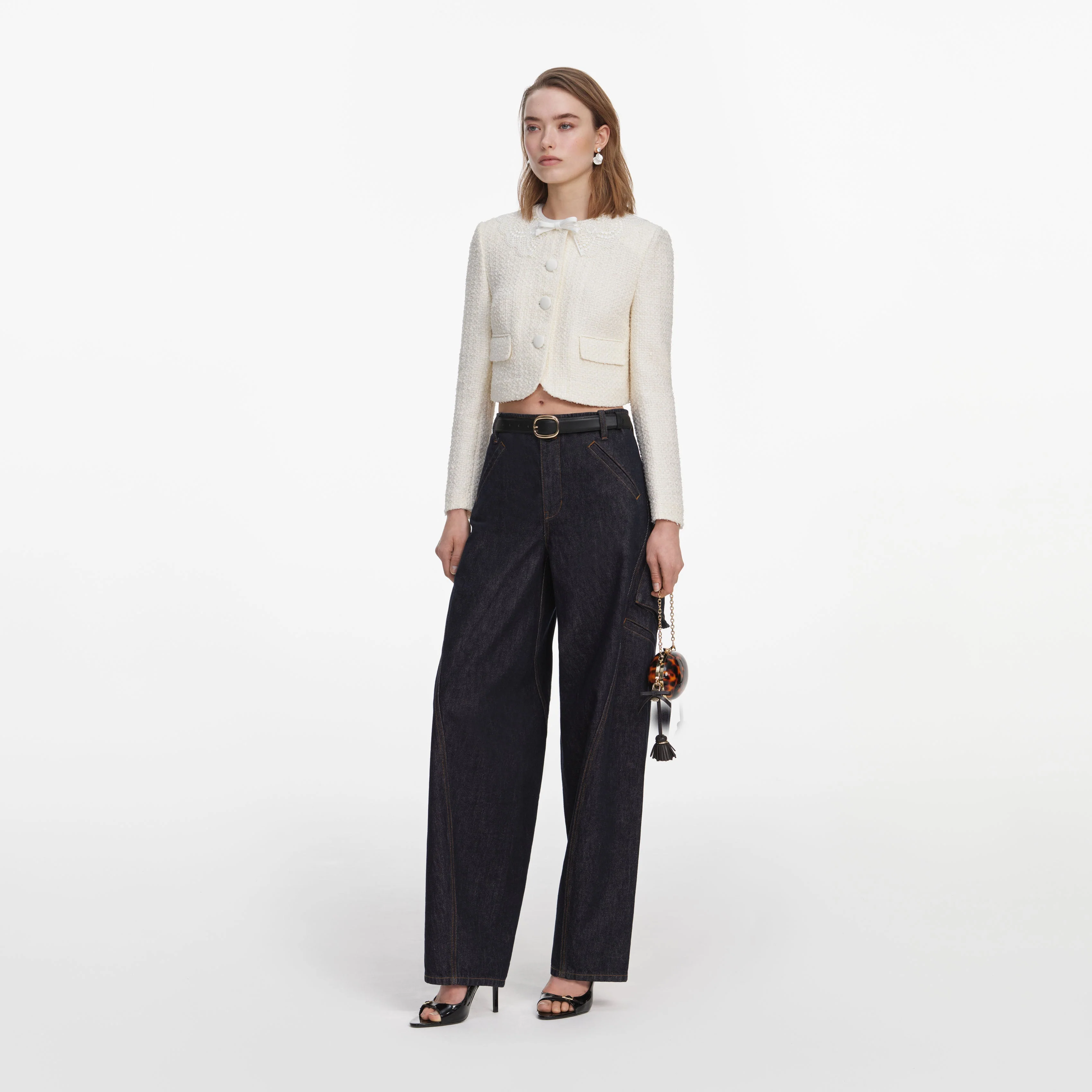Cream Boucle Lace Collar Jacket - Image 2
