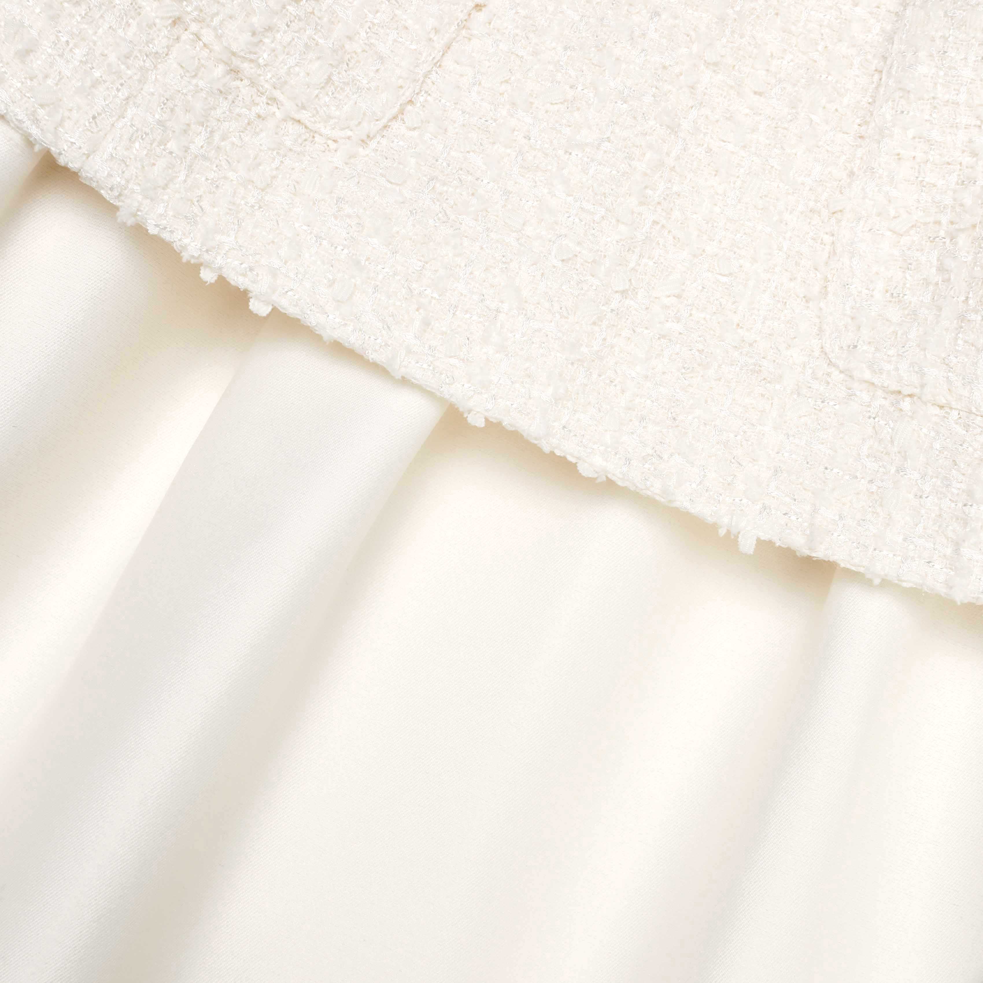 Cream Boucle Taffeta Midi Dress - Image 6