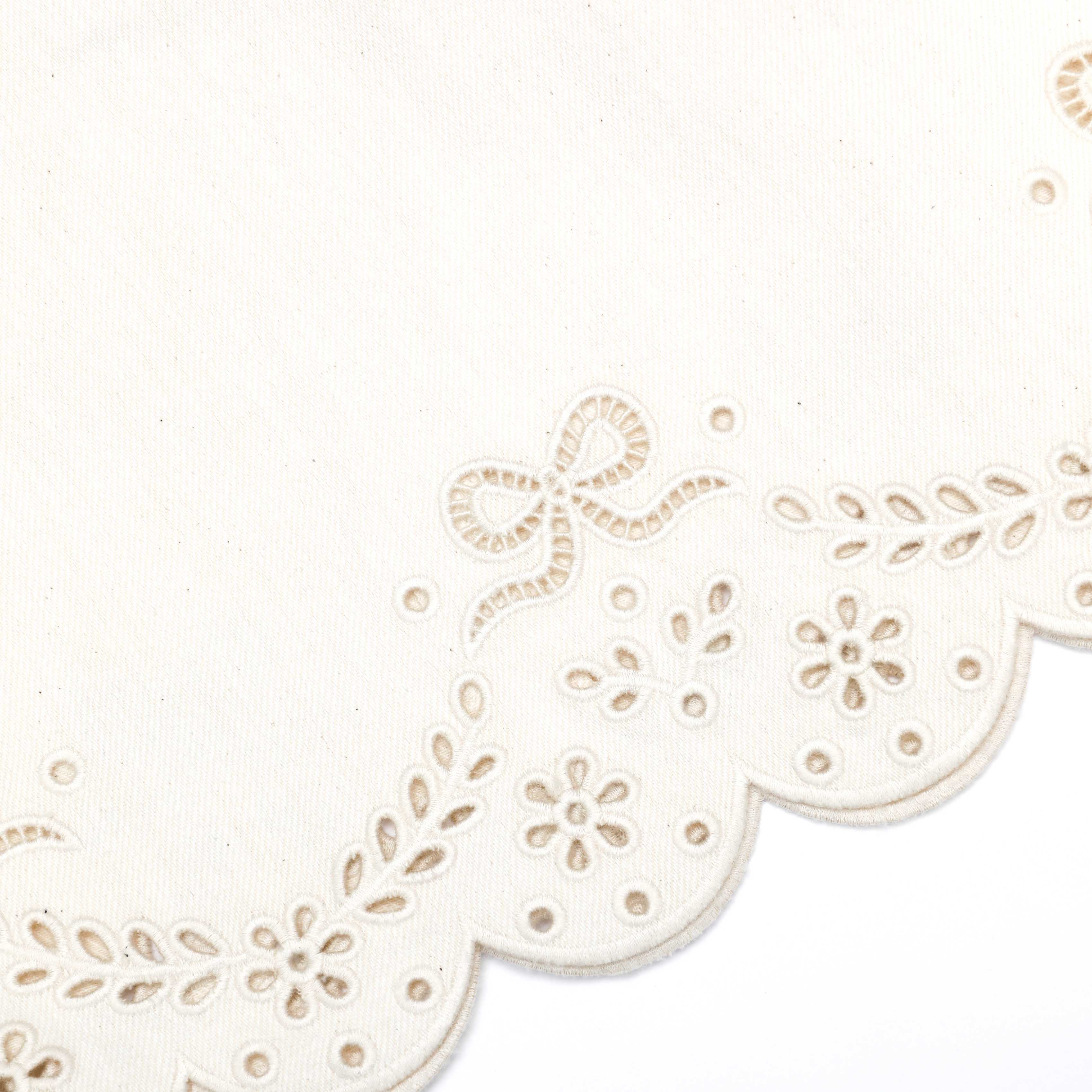 Cream Broderie Denim Top - Image 6