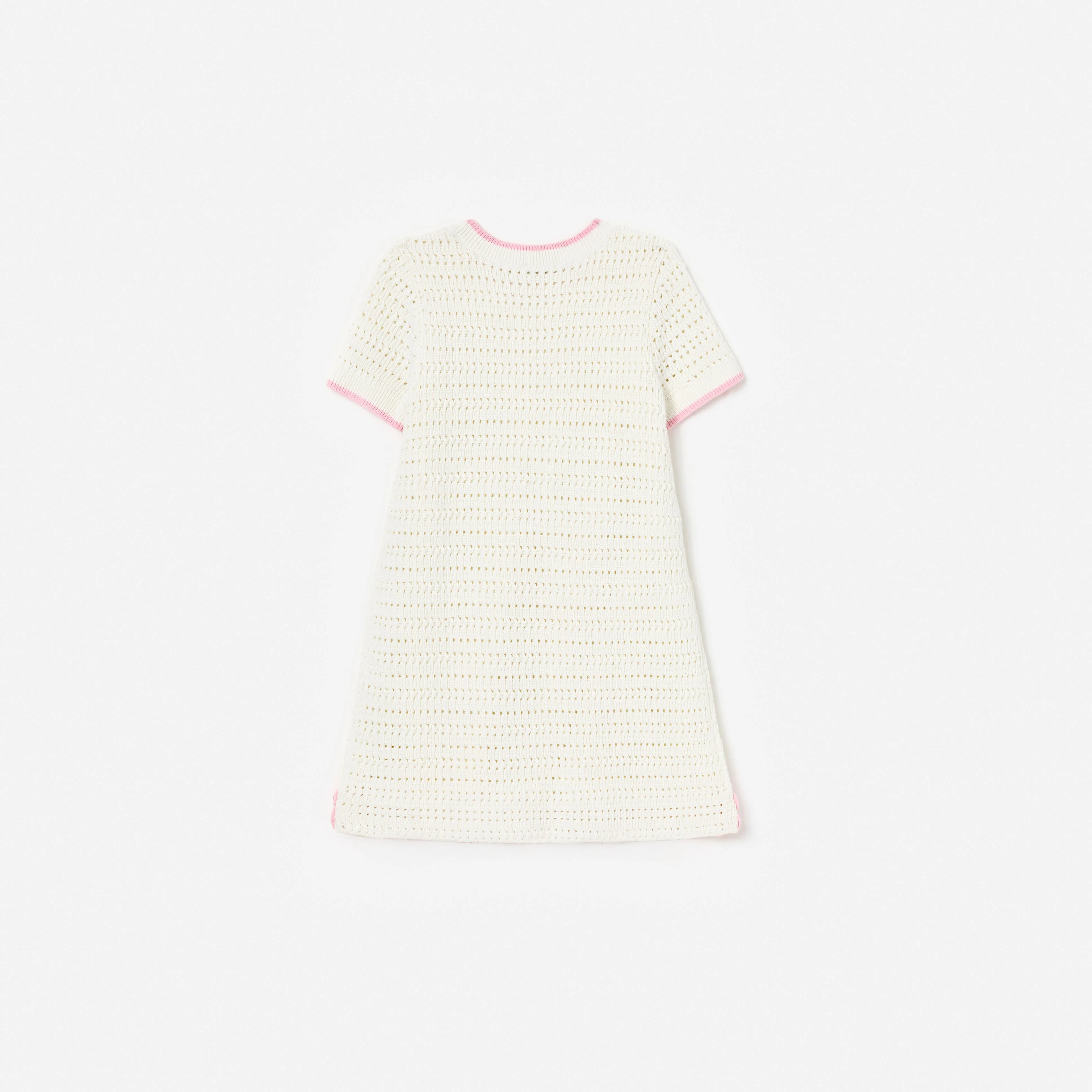 Cream Knit Flower Hem Mini Dress - Image 2