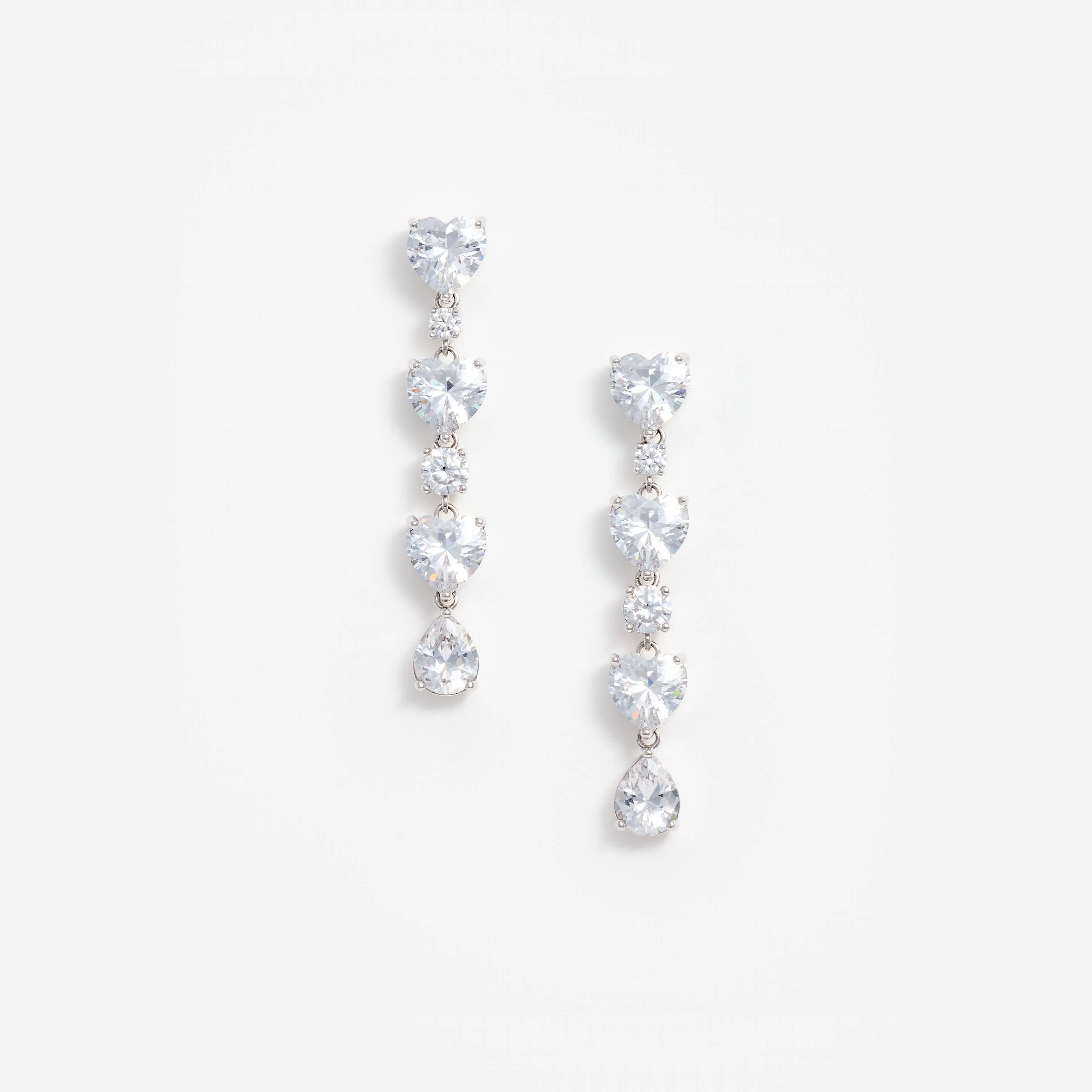 Crystal Heart Tiered Earrings