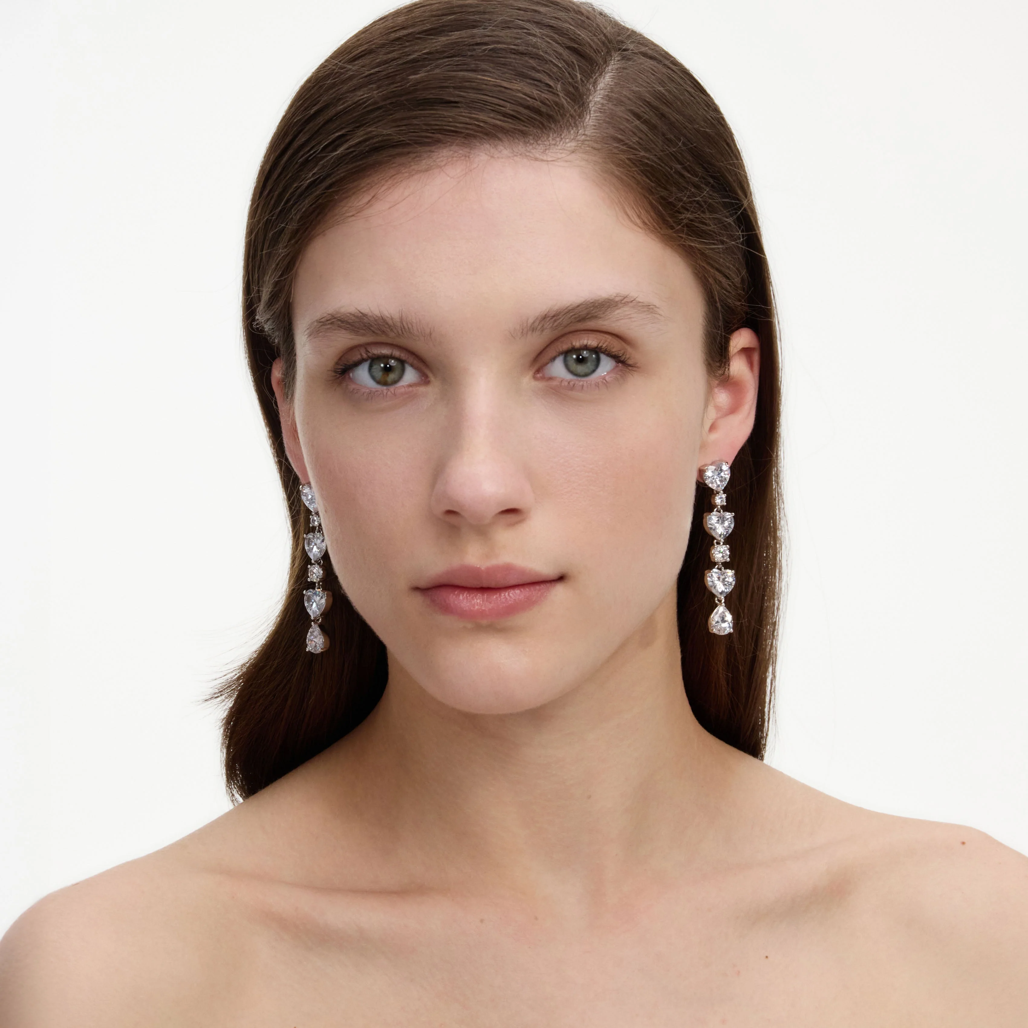 Crystal Heart Tiered Earrings - Image 4