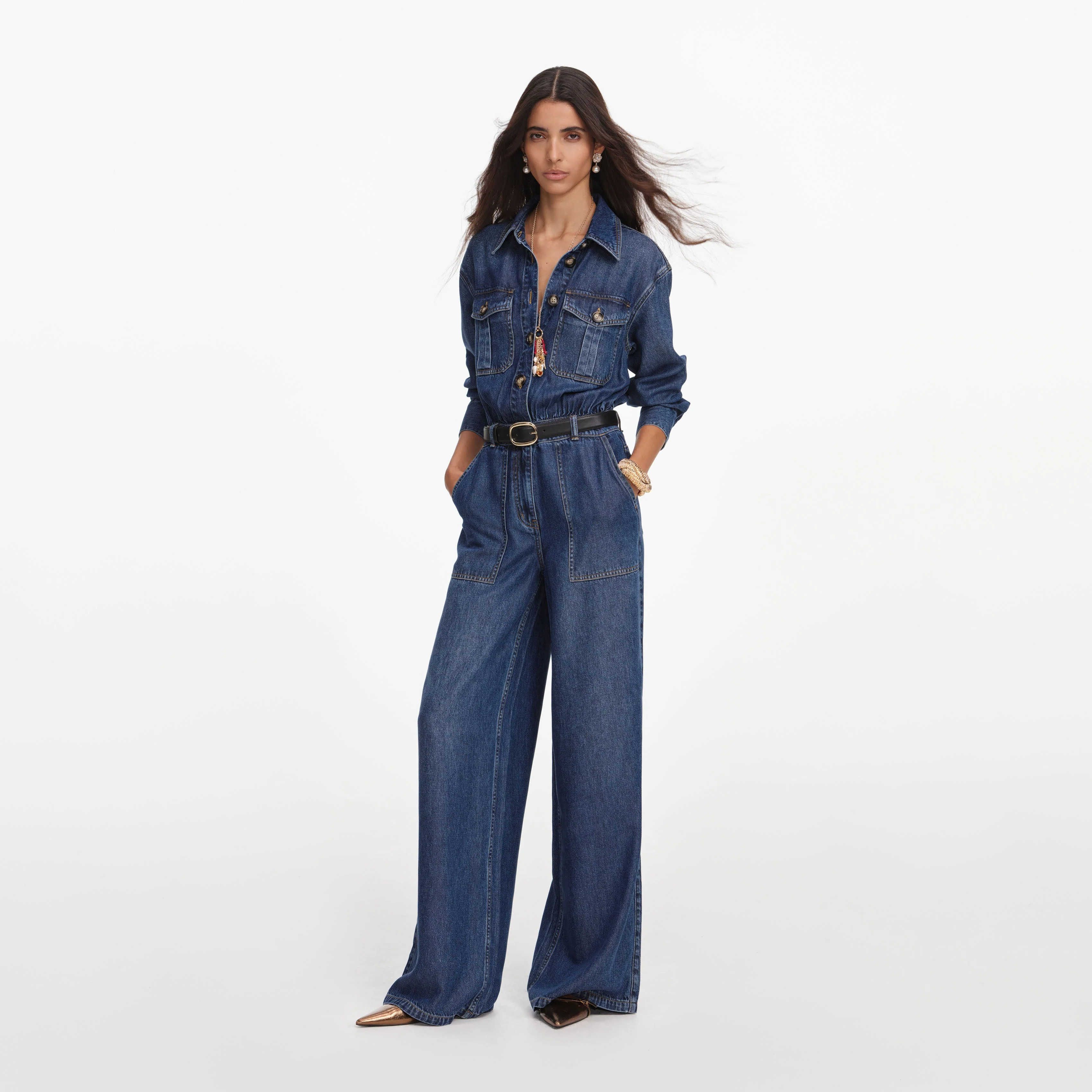 Denim Relaxed Fit Jumpsuit - Image 2