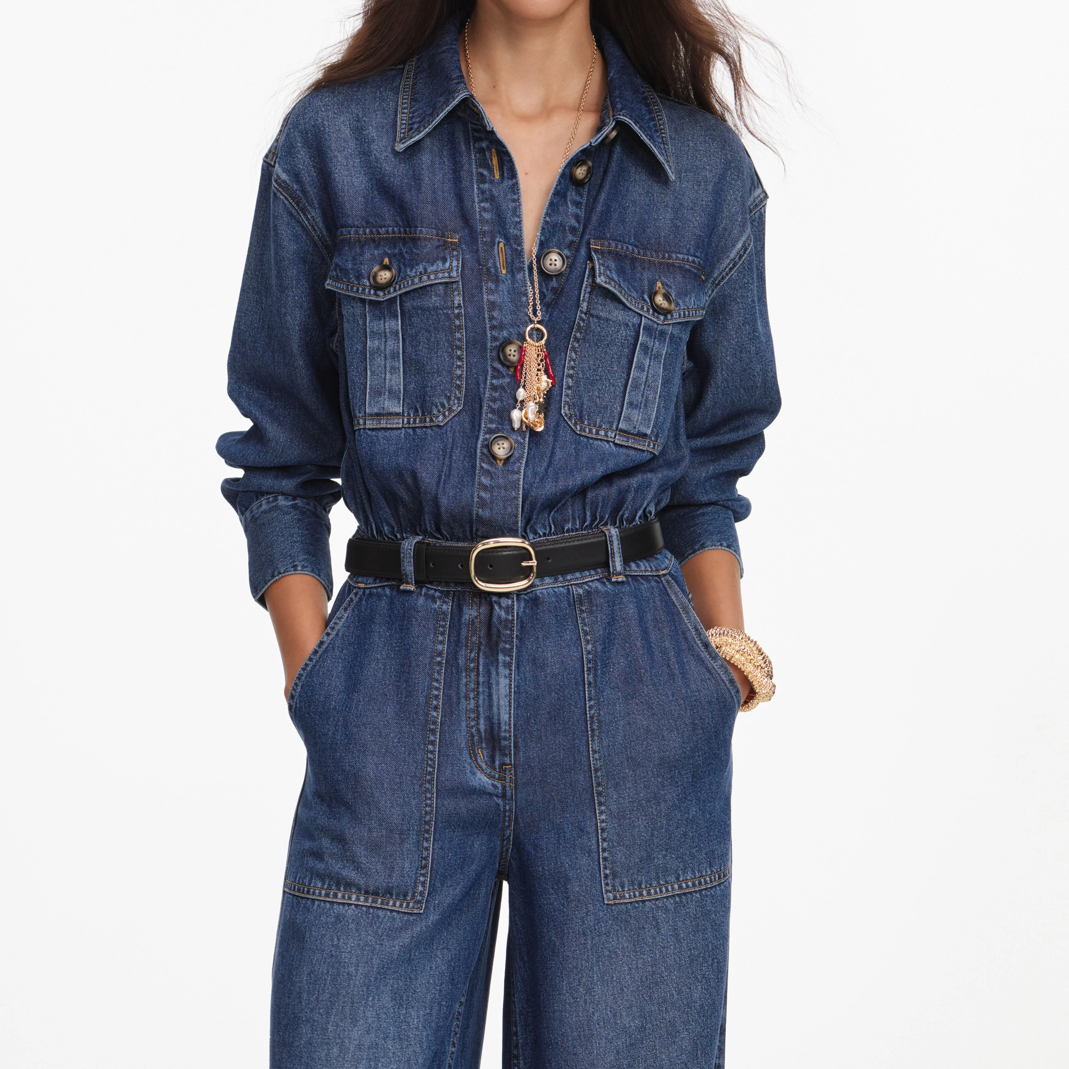 Denim Relaxed Fit Jumpsuit - Image 4