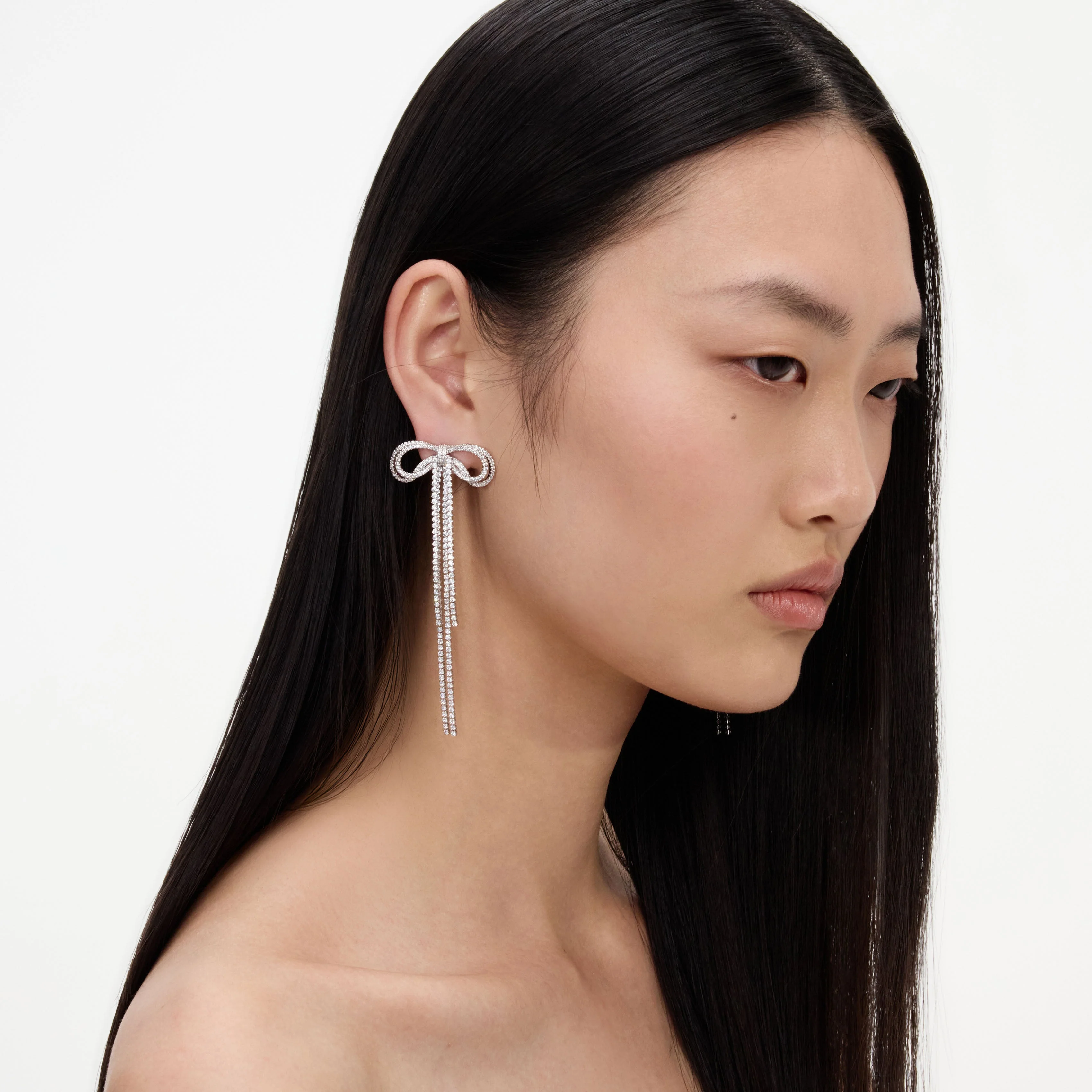 Double Crystal Bow Earrings - Image 2