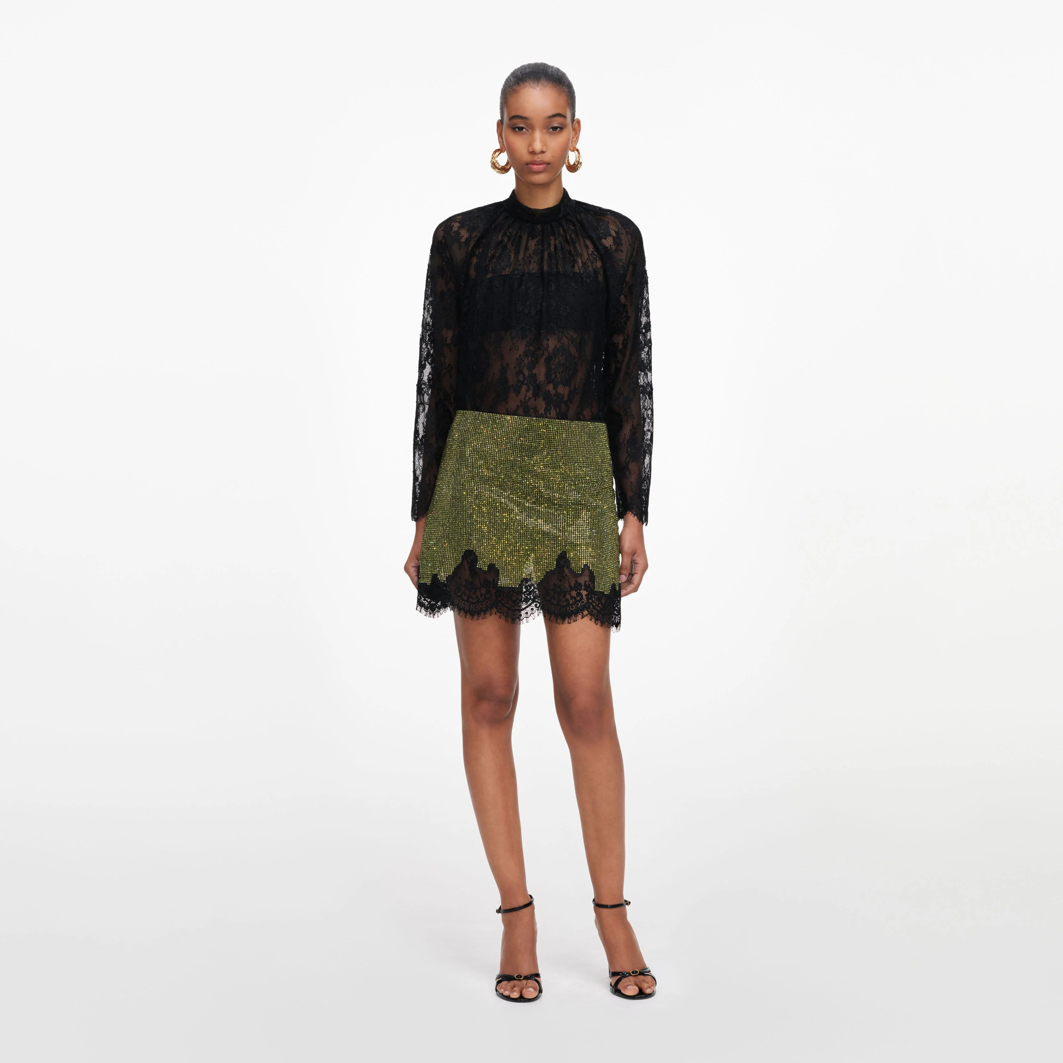 Green Crystal Chainmail Mini Skirt