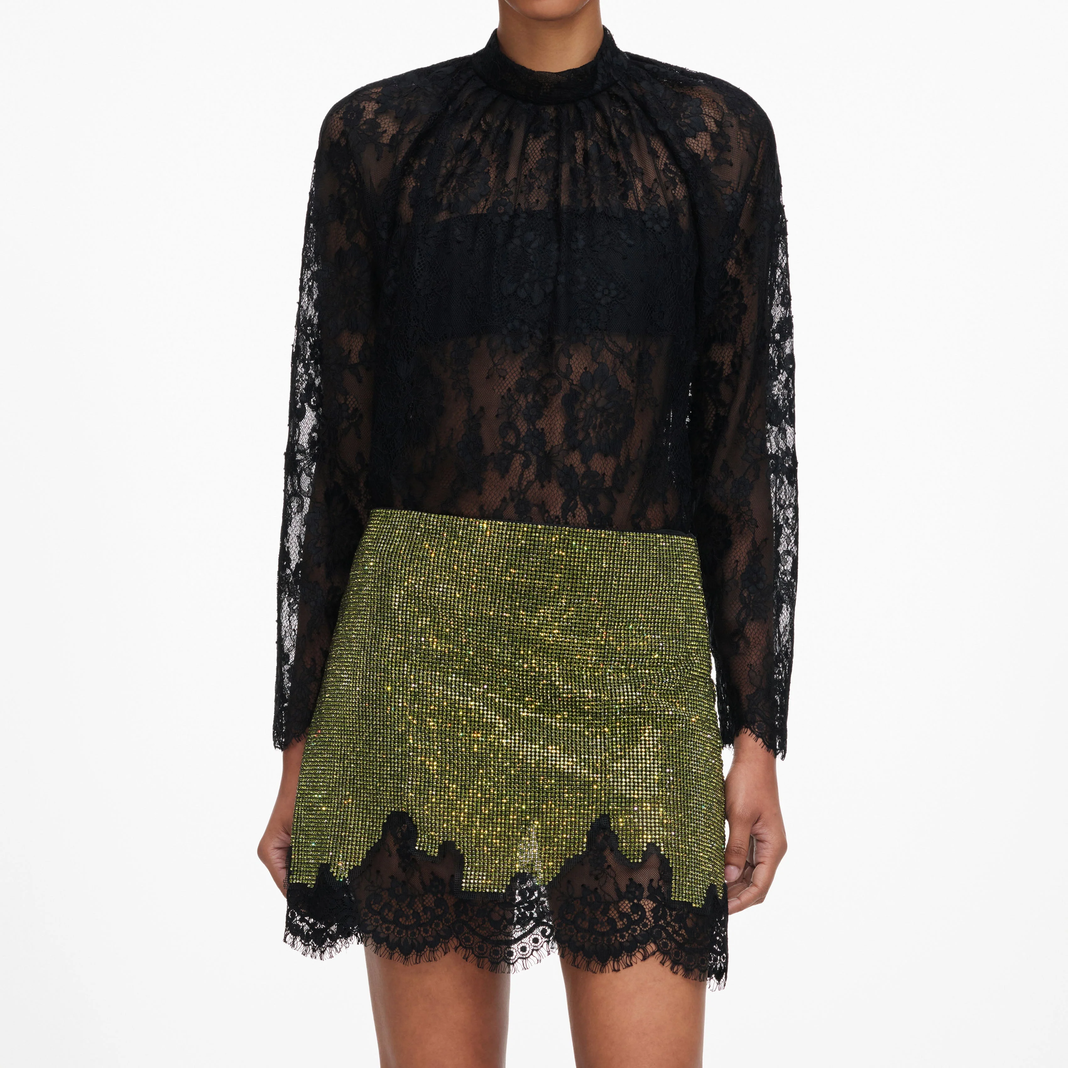 Green Crystal Chainmail Mini Skirt - Image 4