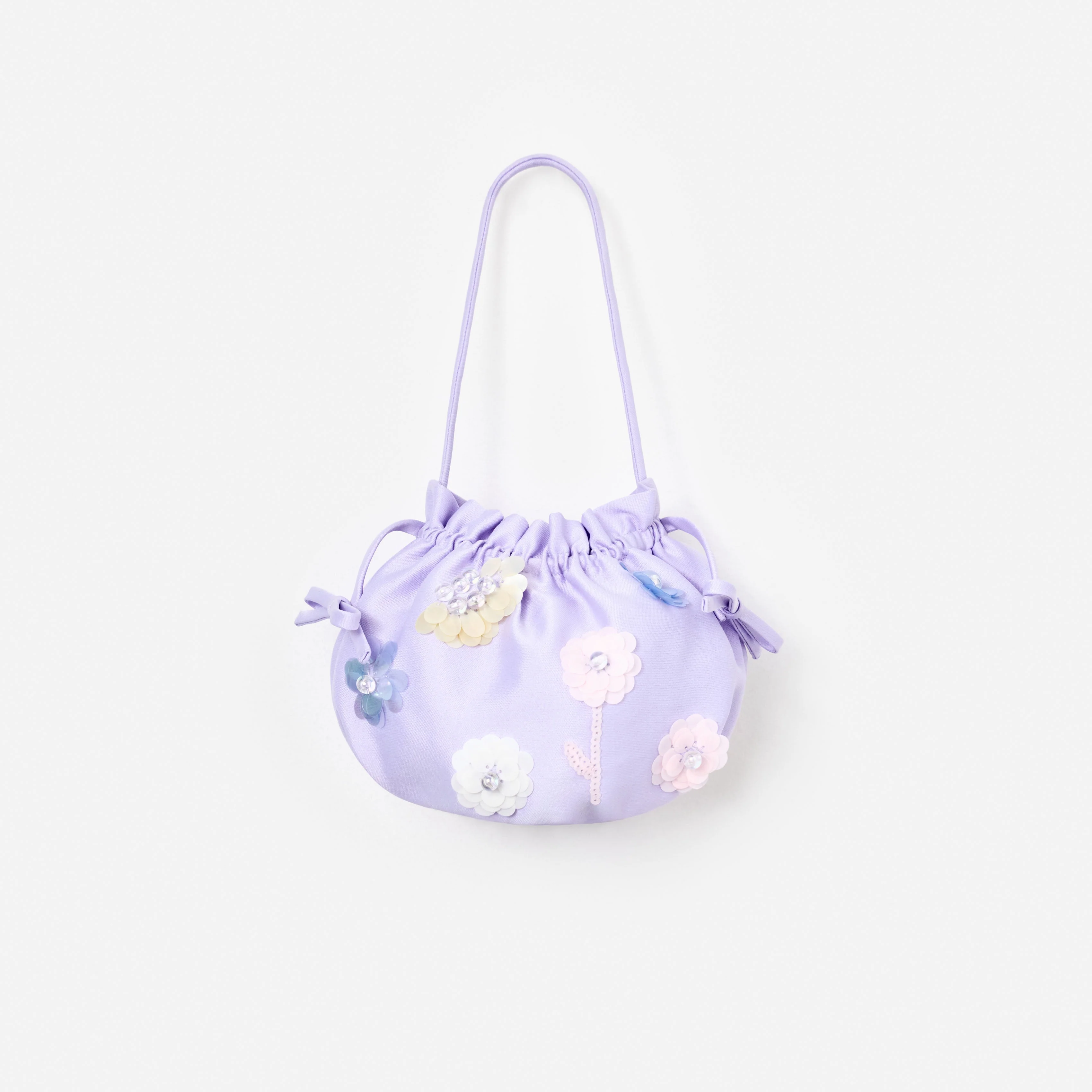 Lilac Flower Embellished Pouch Bag - Image 2